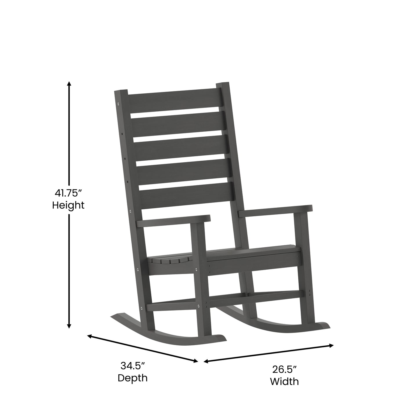 Manchester Commercial Grade 3-Piece Indoor/Outdoor Set with 2 Contemporary All-Weather HDPE Rocking Chairs and End Table in Gray Gray