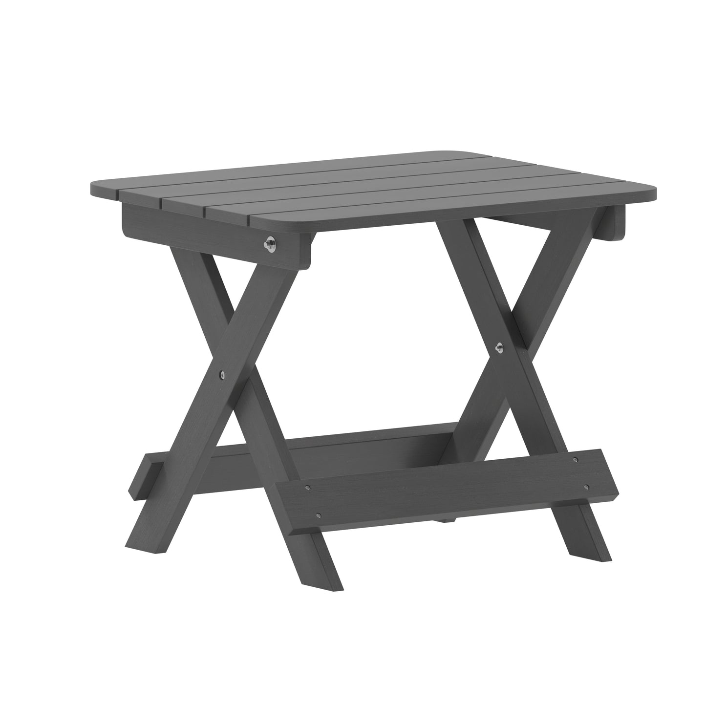 Manchester Commercial Grade 3-Piece Indoor/Outdoor Set with 2 Contemporary All-Weather HDPE Rocking Chairs and End Table in Gray Gray