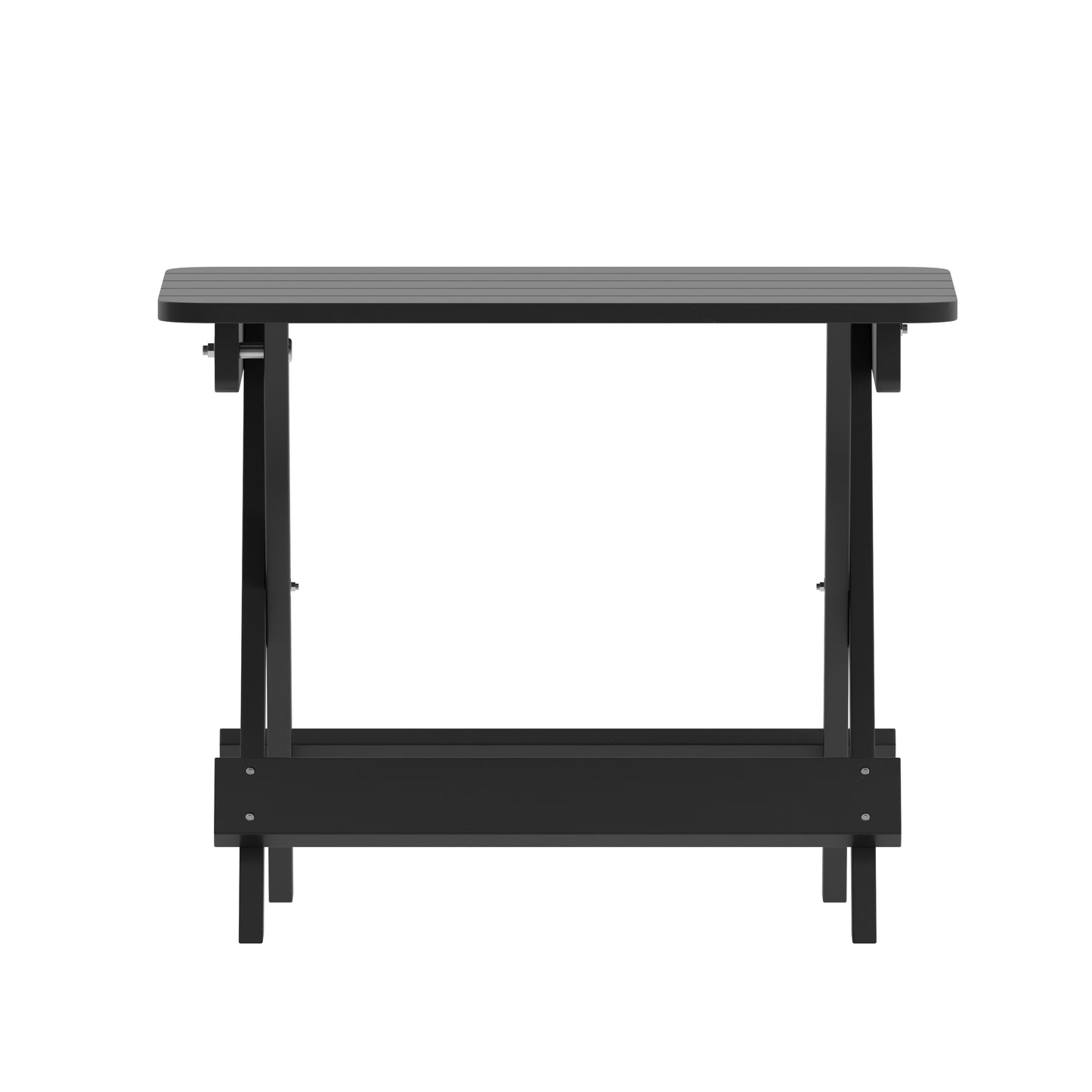 Halifax Outdoor Folding Side Table, Portable All-Weather HDPE Adirondack Side Table in Black Black