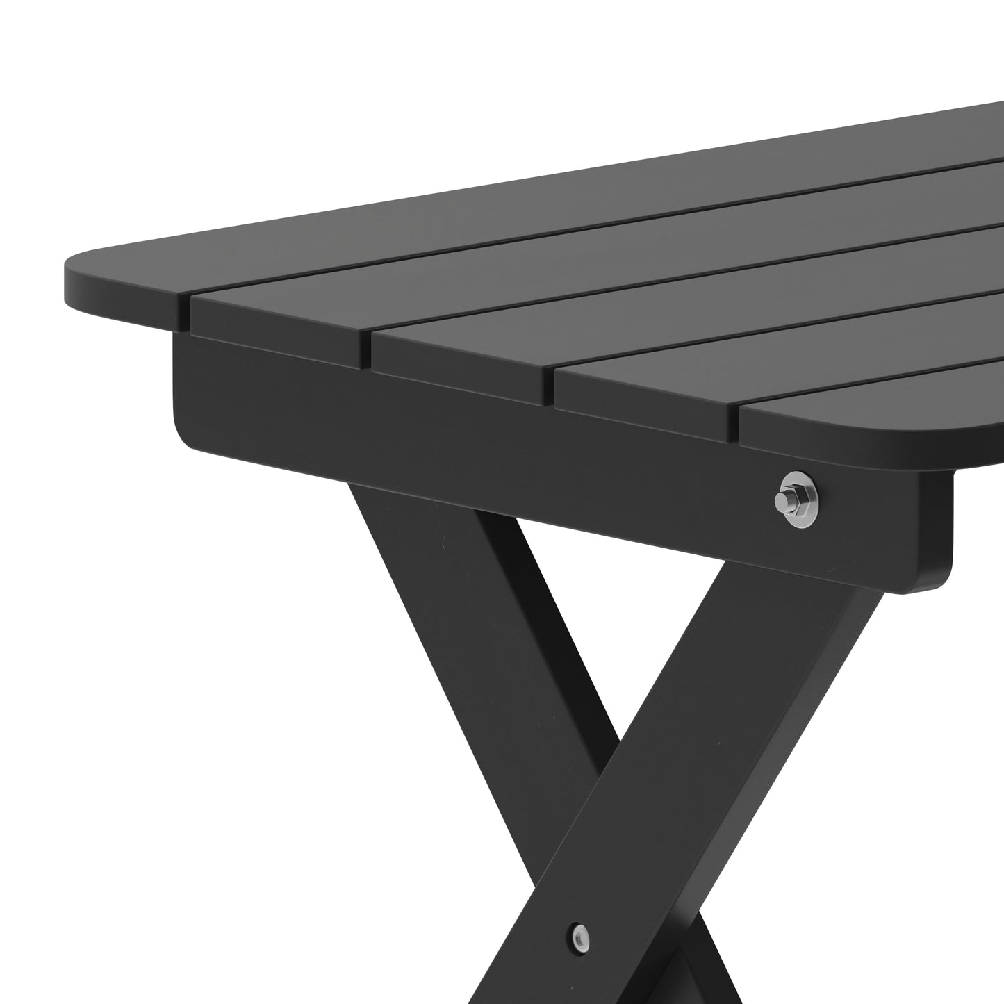 Halifax Outdoor Folding Side Table, Portable All-Weather HDPE Adirondack Side Table in Black Black