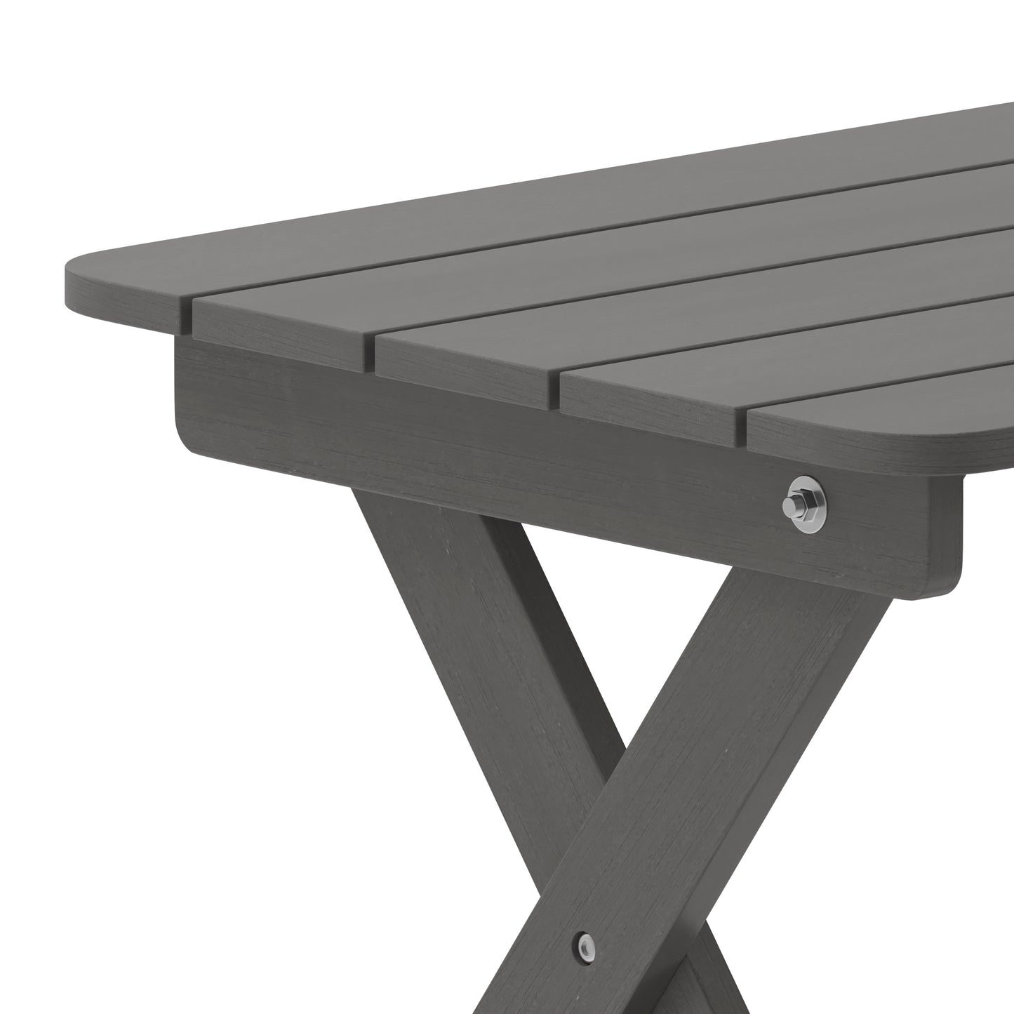 Halifax Outdoor Folding Side Table, Portable All-Weather HDPE Adirondack Side Table in Gray Gray