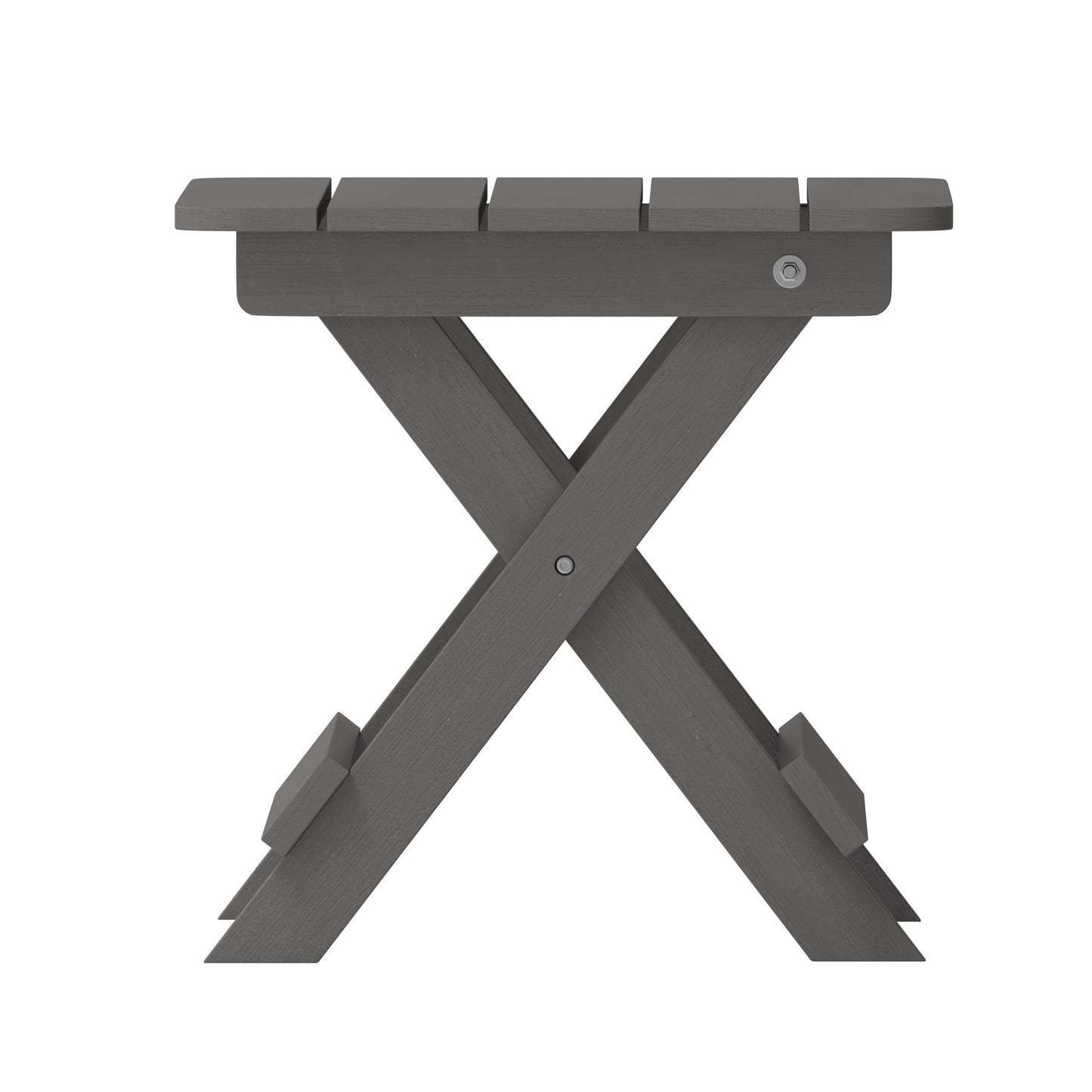 Halifax Outdoor Folding Side Table, Portable All-Weather HDPE Adirondack Side Table in Gray Gray