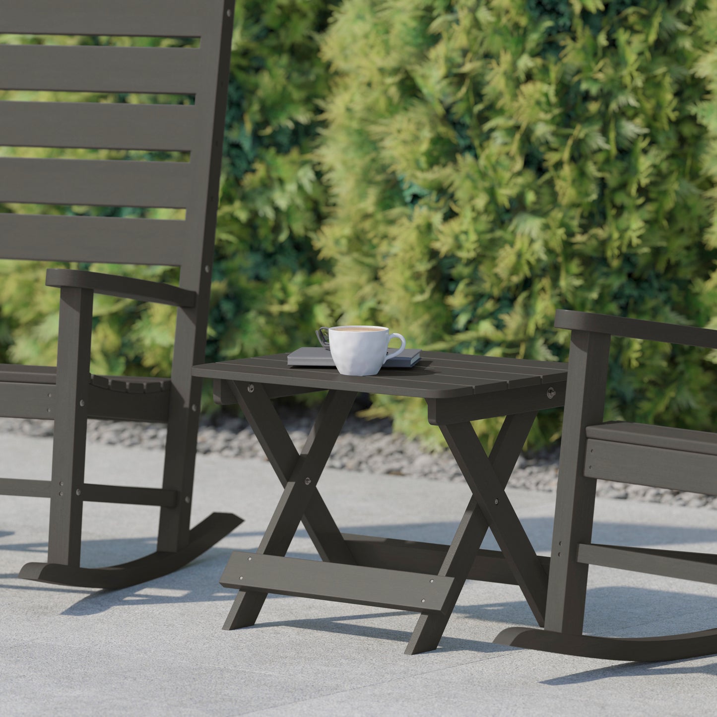 Halifax Outdoor Folding Side Table, Portable All-Weather HDPE Adirondack Side Table in Gray Gray