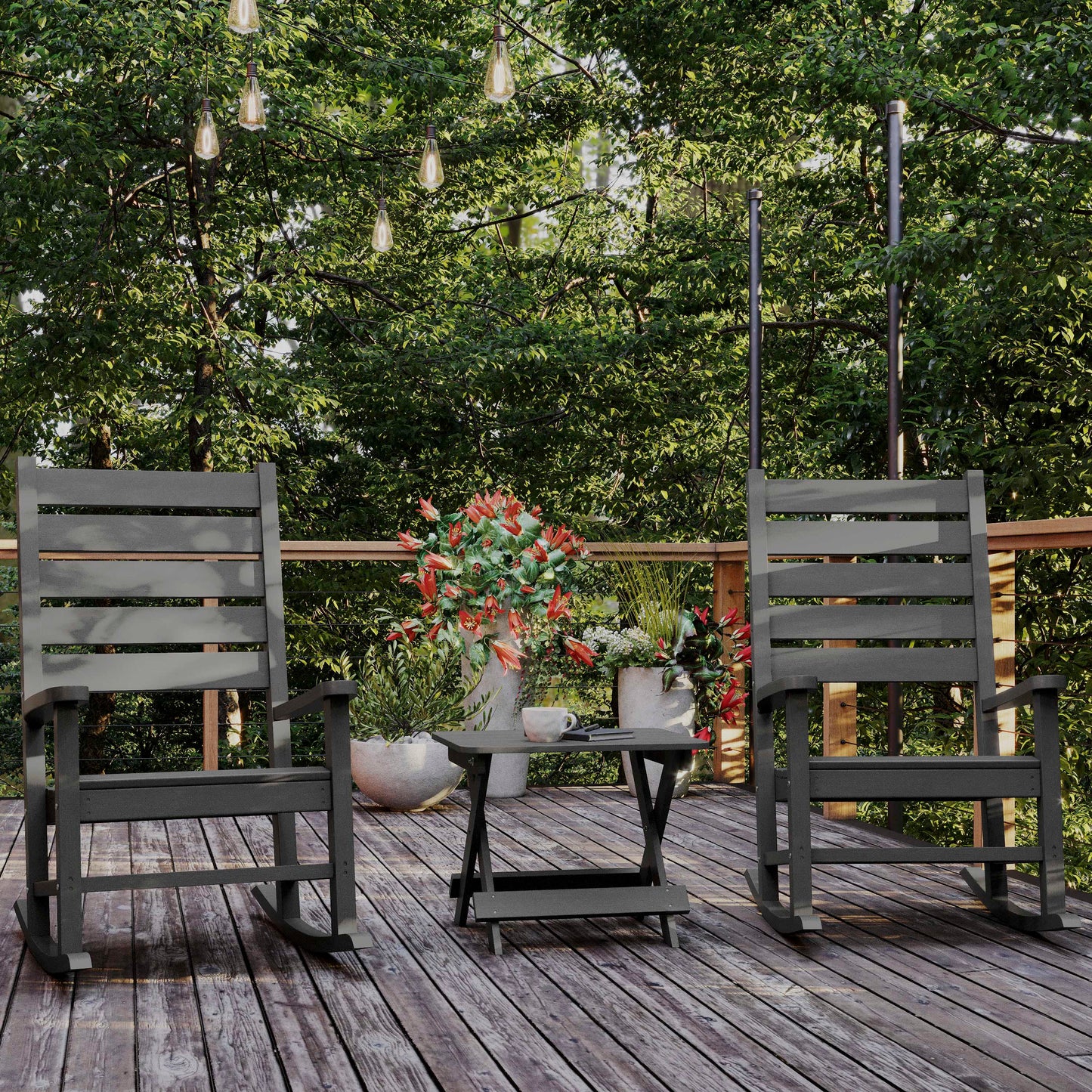 Halifax Outdoor Folding Side Table, Portable All-Weather HDPE Adirondack Side Table in Gray Gray