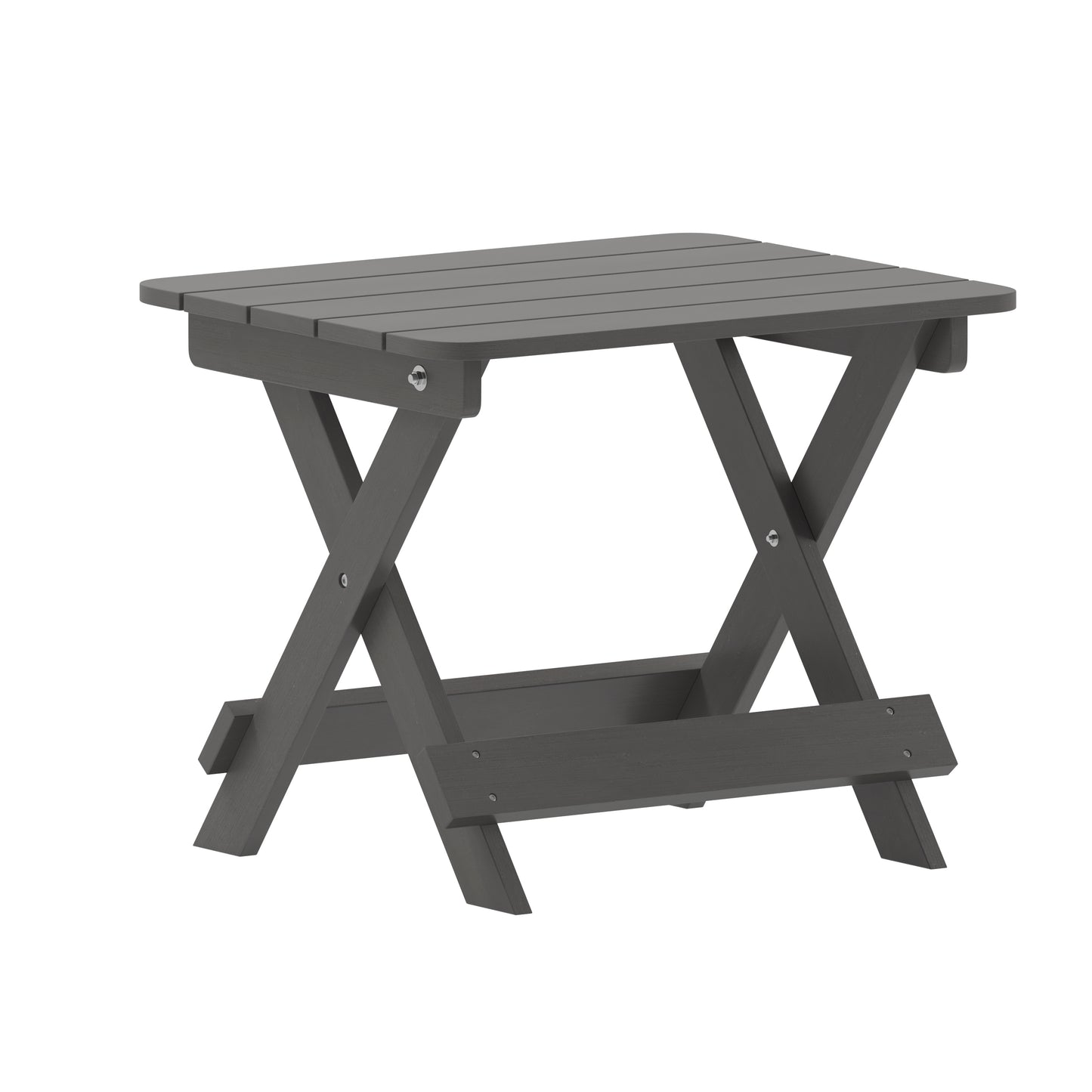 Monterey Commercial Grade 3-Piece Indoor/Outdoor Adirondack Set with 2 Adjustable HDPE Loungers with Cup Holders and Folding Side Table in Gray Gray