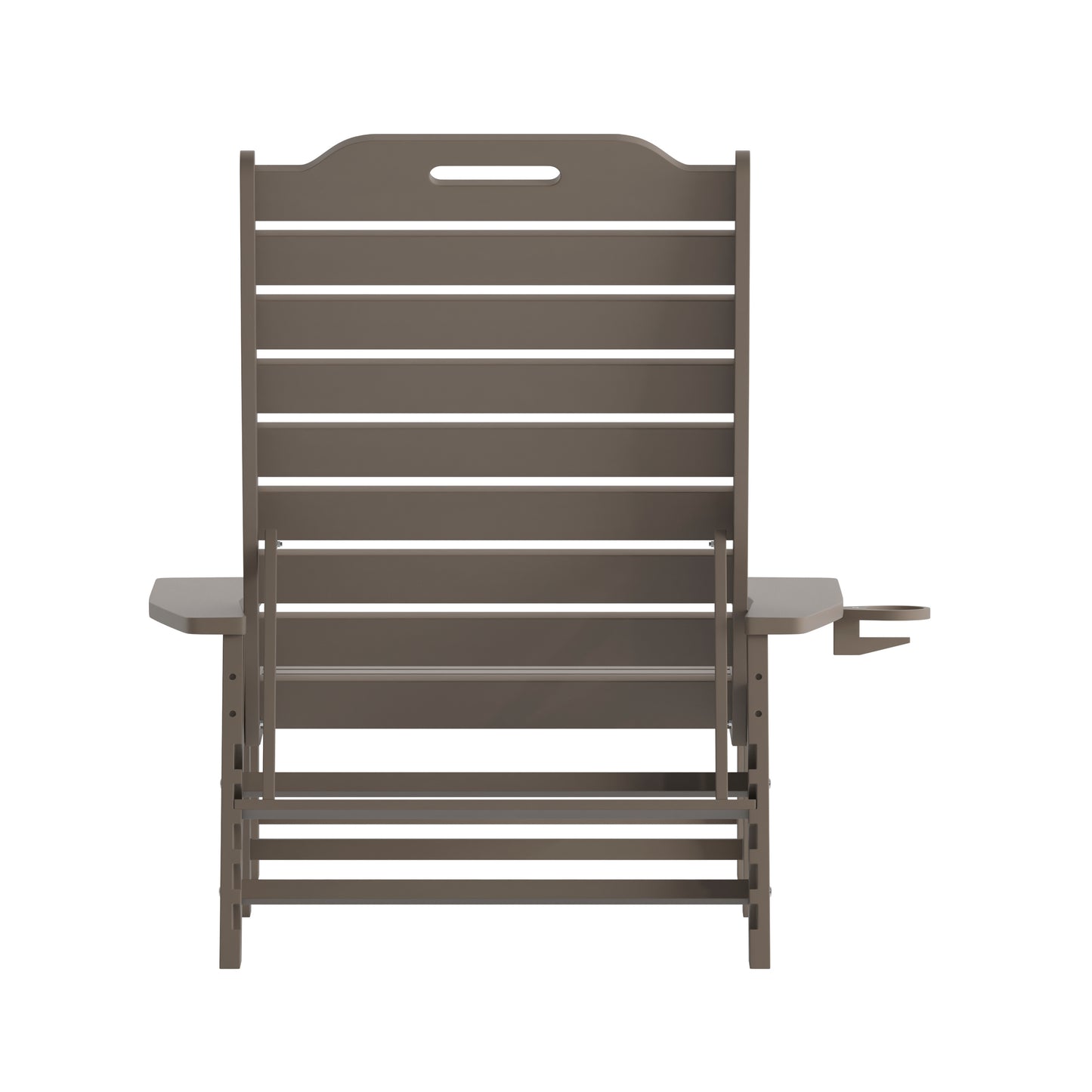 Monterey Adjustable Adirondack Lounger with Cup Holder- All-Weather Indoor/Outdoor HDPE Lounge Chair in Brown Brown