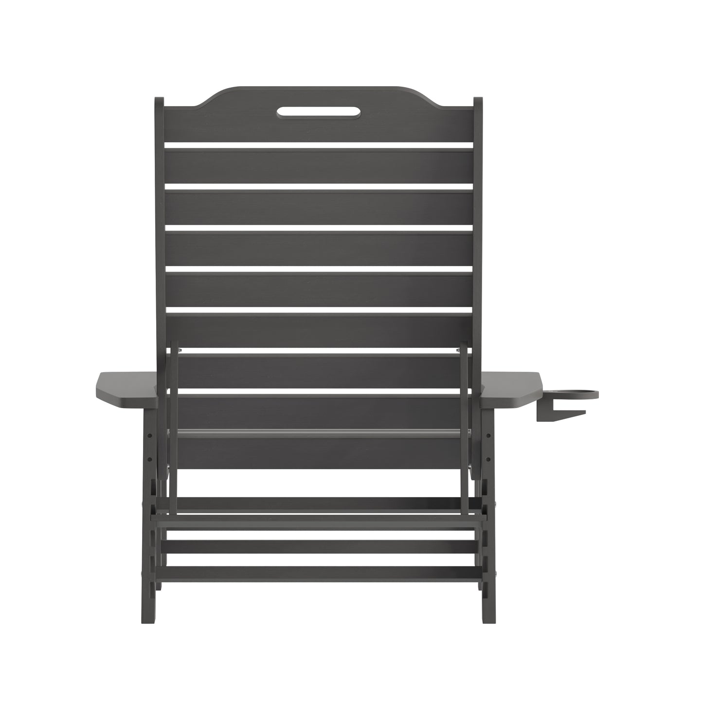 Monterey Adjustable Adirondack Lounger with Cup Holder- All-Weather Indoor/Outdoor HDPE Lounge Chair in Gray Gray