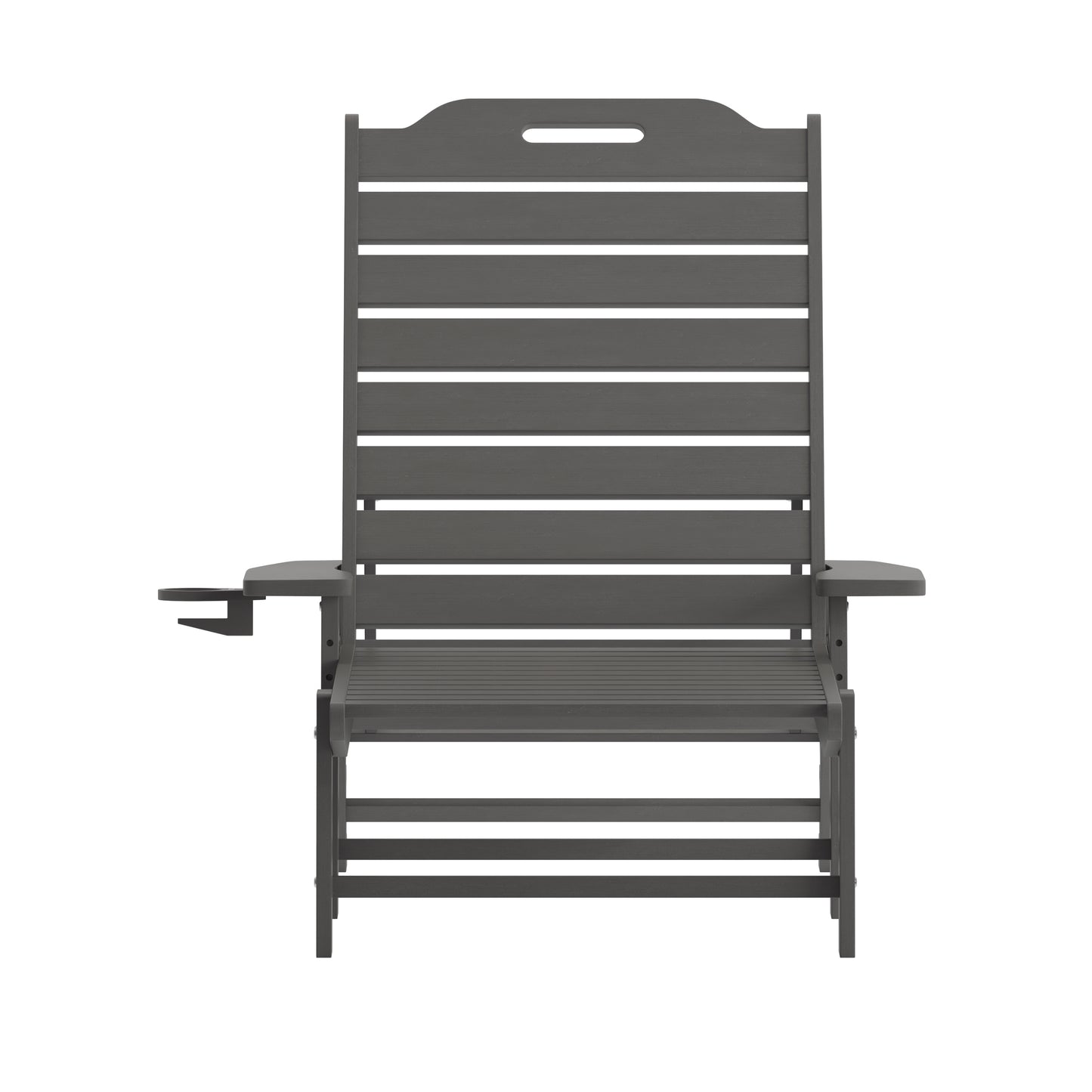 Monterey Adjustable Adirondack Lounger with Cup Holder- All-Weather Indoor/Outdoor HDPE Lounge Chair in Gray Gray