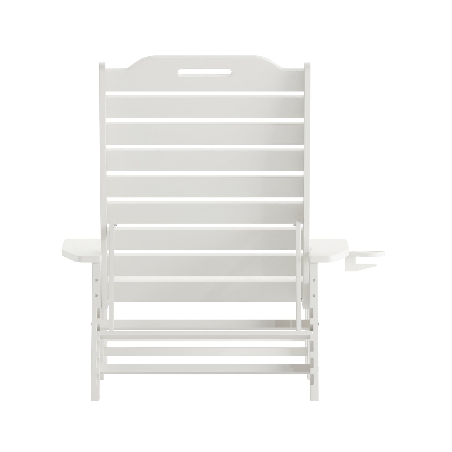 Monterey Adjustable Adirondack Lounger with Cup Holder- All-Weather Indoor/Outdoor HDPE Lounge Chair in White White