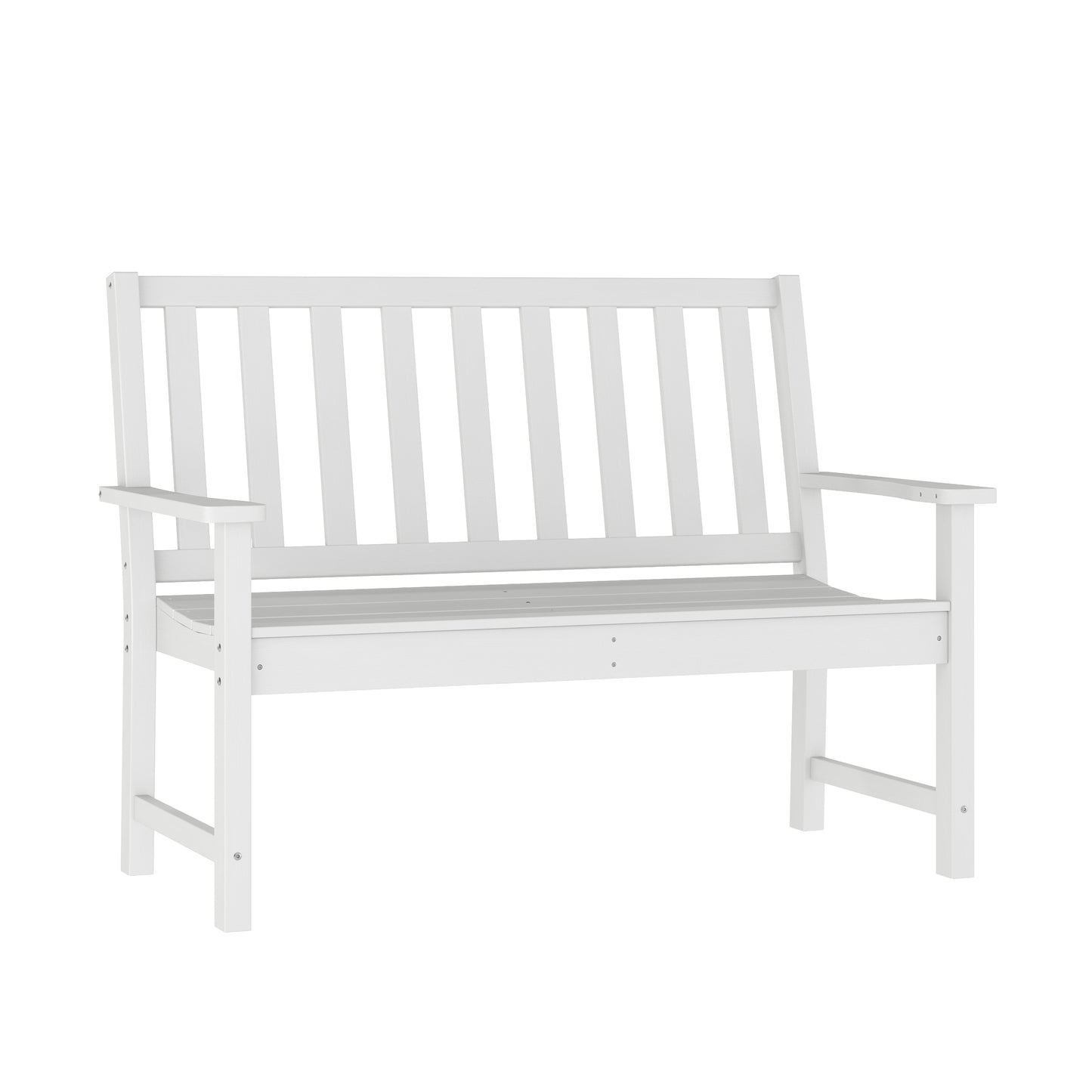 Ellsworth Commercial Grade 50" All Weather Indoor/Outdoor Recycled HDPE Bench with Contoured Seat in White White
