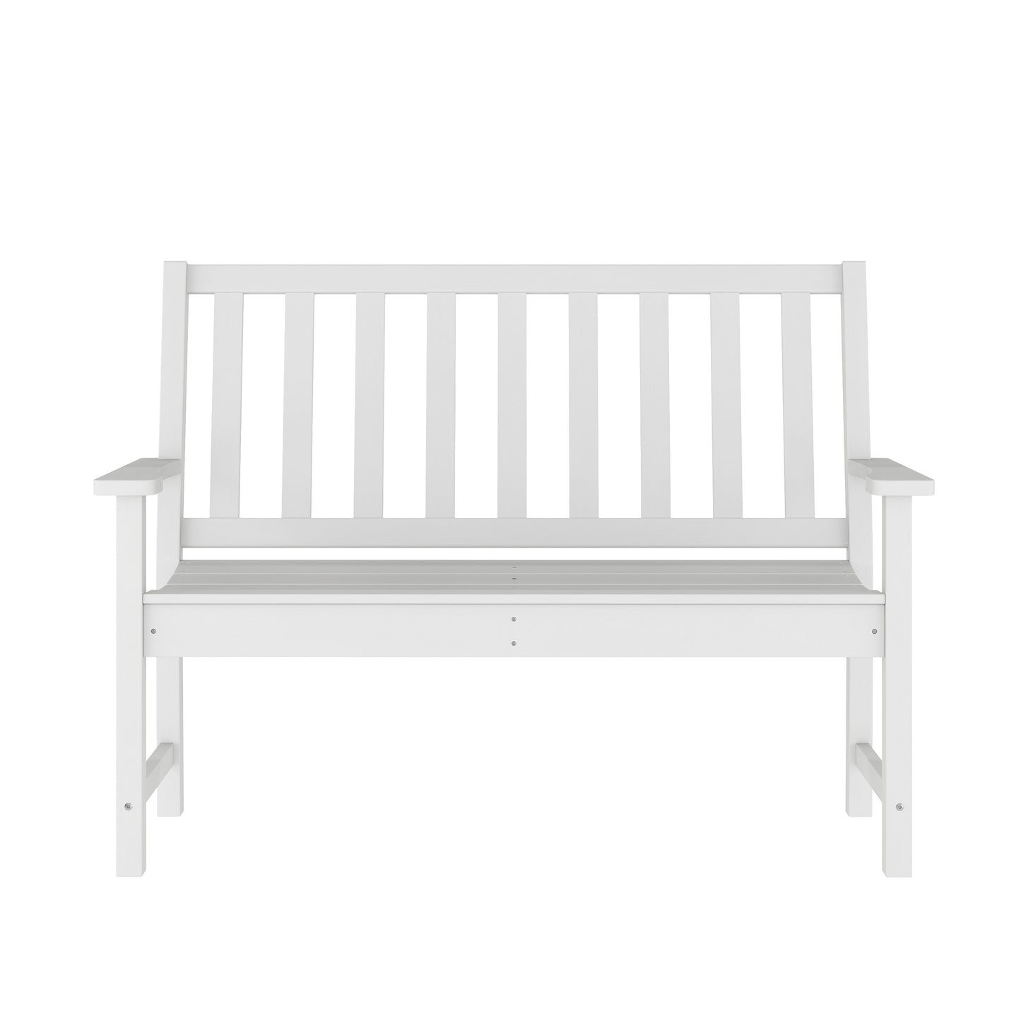 Ellsworth Commercial Grade 50" All Weather Indoor/Outdoor Recycled HDPE Bench with Contoured Seat in White White