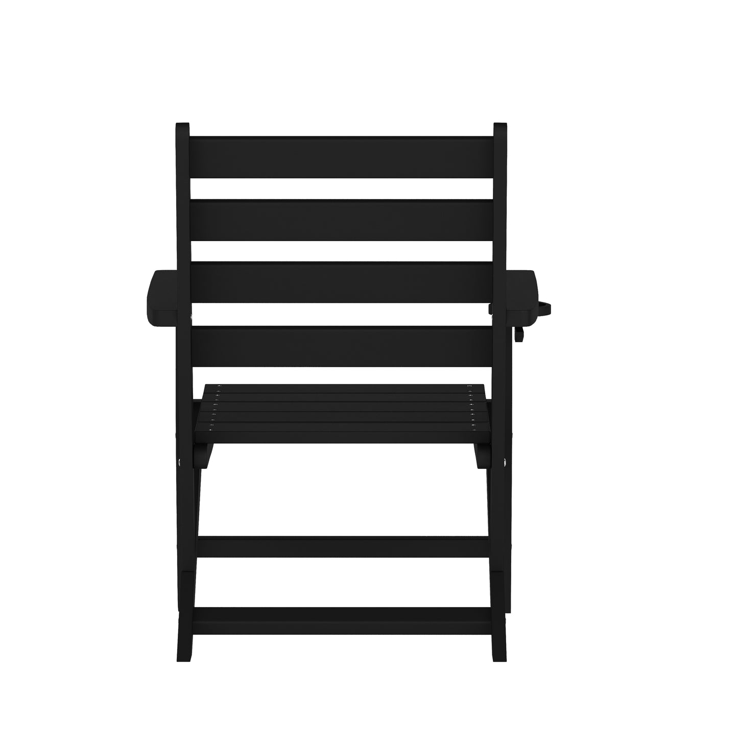 Tolleson Commercial Grade Adirondack Dining Chair with Fold Out Cup Holder, Weather Resistant Recycled HDPE Adirondack Chair in Black Black