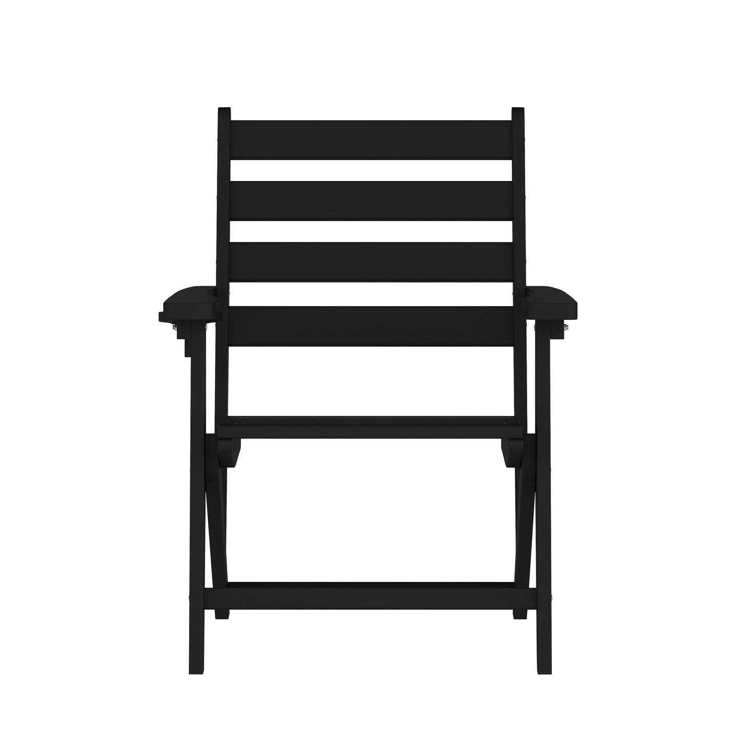 Tolleson Commercial Grade Adirondack Dining Chair with Fold Out Cup Holder, Weather Resistant Recycled HDPE Adirondack Chair in Black Black