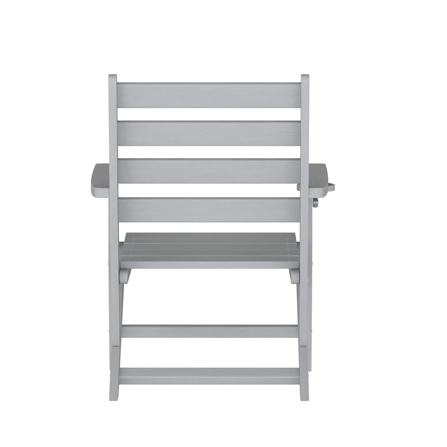 Tolleson Commercial Grade Adirondack Dining Chair with Fold Out Cup Holder, Weather Resistant Recycled HDPE Adirondack Chair in Gray Gray