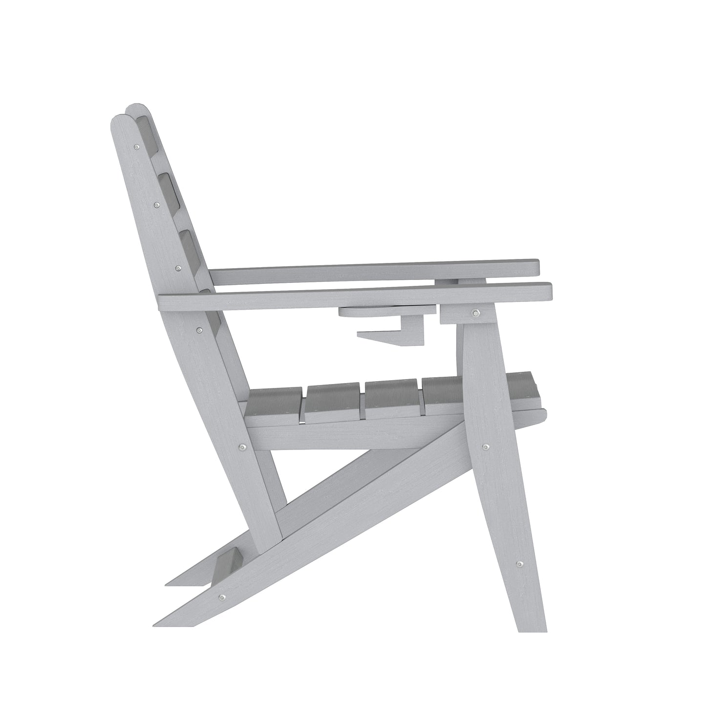 Tolleson Commercial Grade Adirondack Dining Chair with Fold Out Cup Holder, Weather Resistant Recycled HDPE Adirondack Chair in Gray Gray