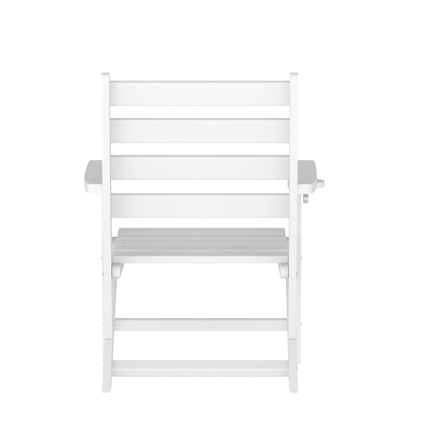Tolleson Commercial Grade Adirondack Dining Chair with Fold Out Cup Holder, Weather Resistant Recycled HDPE Adirondack Chair in White White
