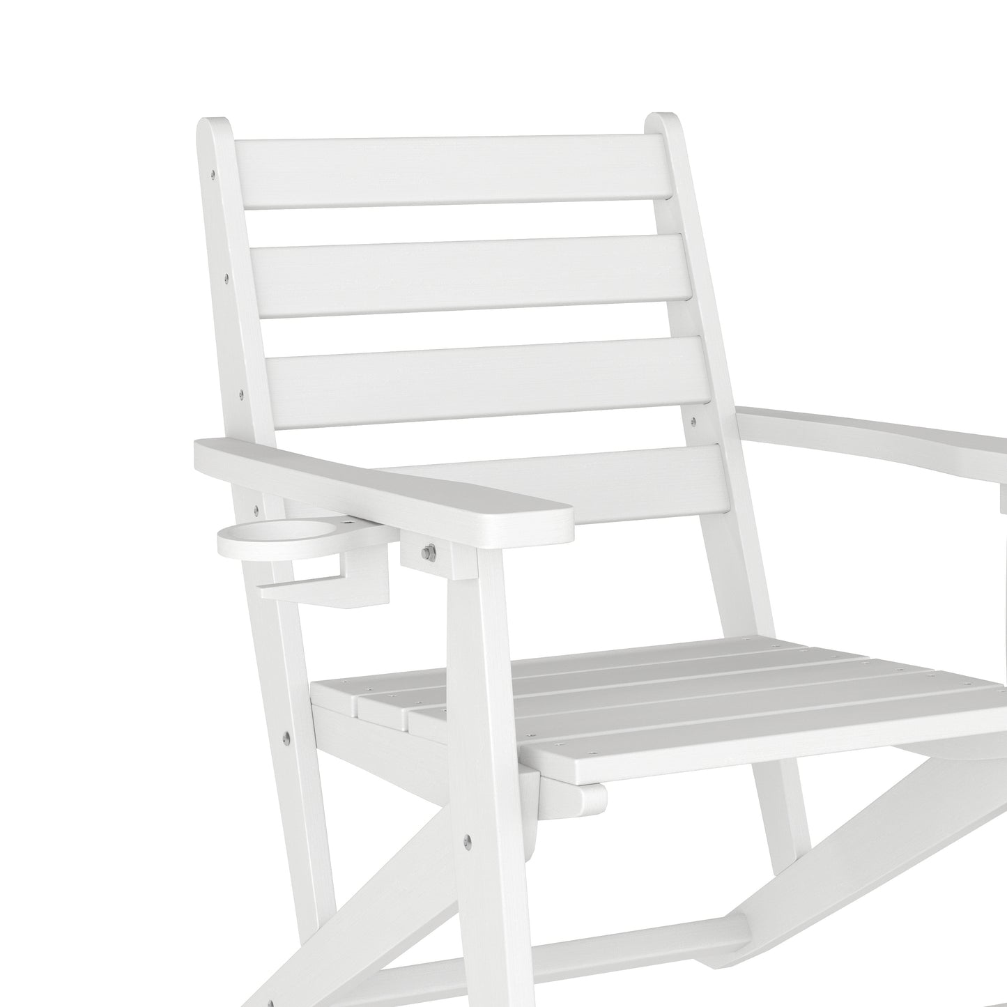 Tolleson Commercial Grade Adirondack Dining Chair with Fold Out Cup Holder, Weather Resistant Recycled HDPE Adirondack Chair in White White