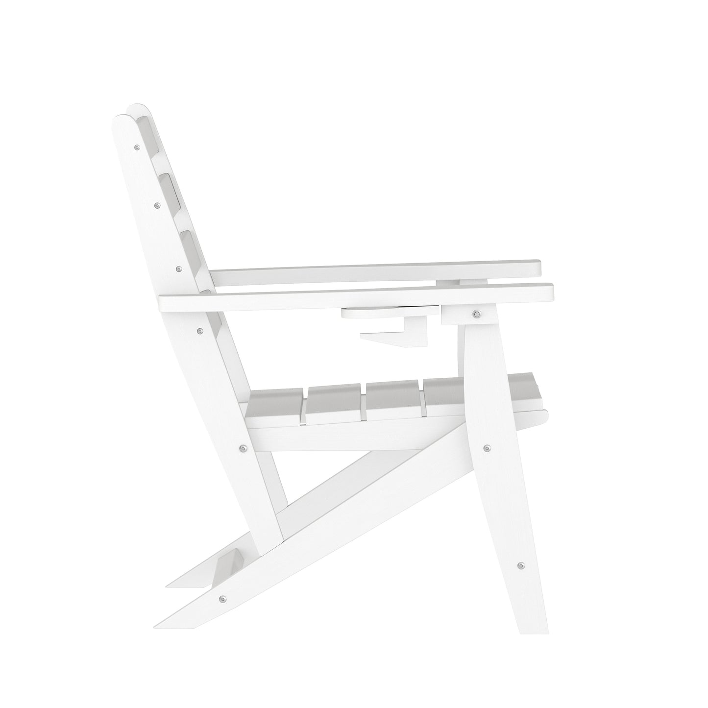 Tolleson Commercial Grade Adirondack Dining Chair with Fold Out Cup Holder, Weather Resistant Recycled HDPE Adirondack Chair in White White