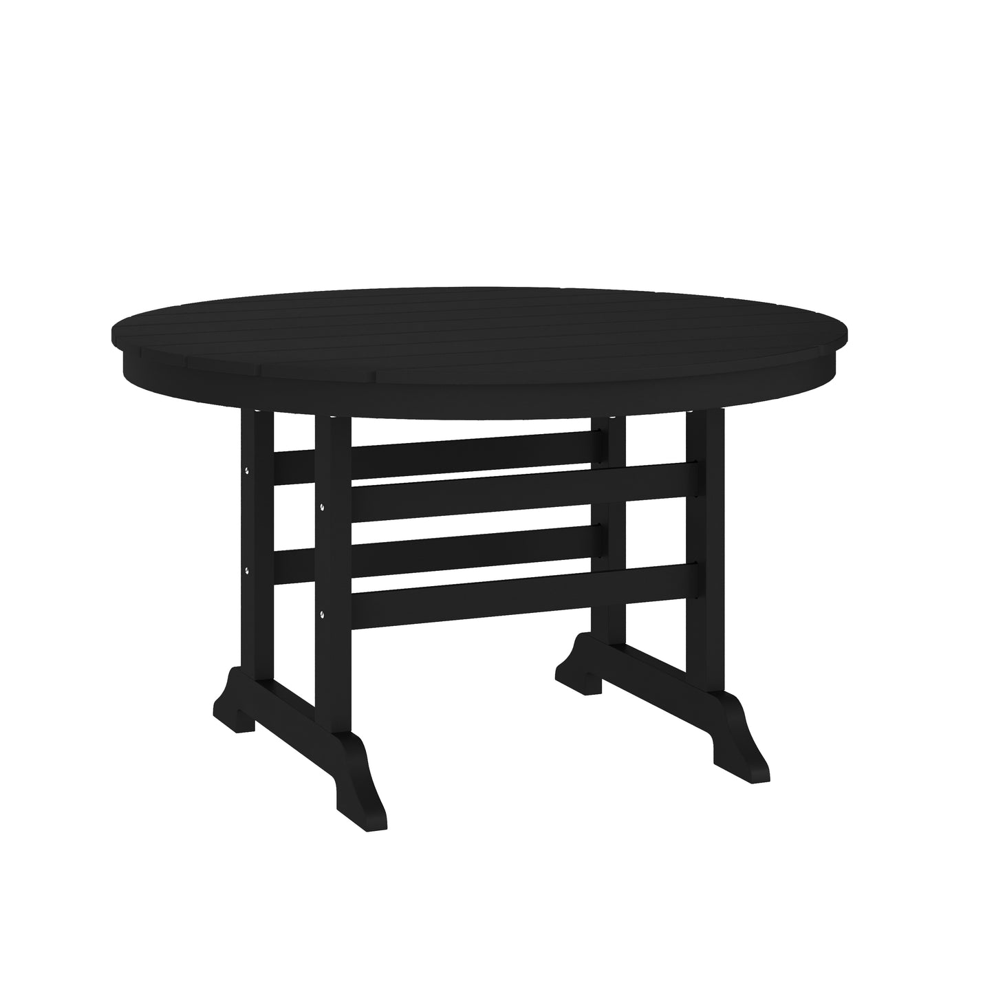 Colonel Commercial Grade Indoor/Outdoor 48" Round Recycled HDPE Adirondack Dining Table for 4 in Black Black