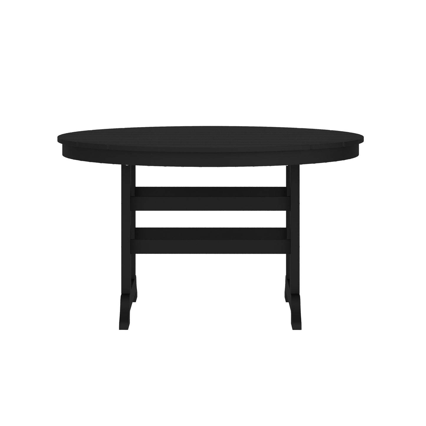 Colonel Commercial Grade Indoor/Outdoor 48" Round Recycled HDPE Adirondack Dining Table for 4 in Black Black