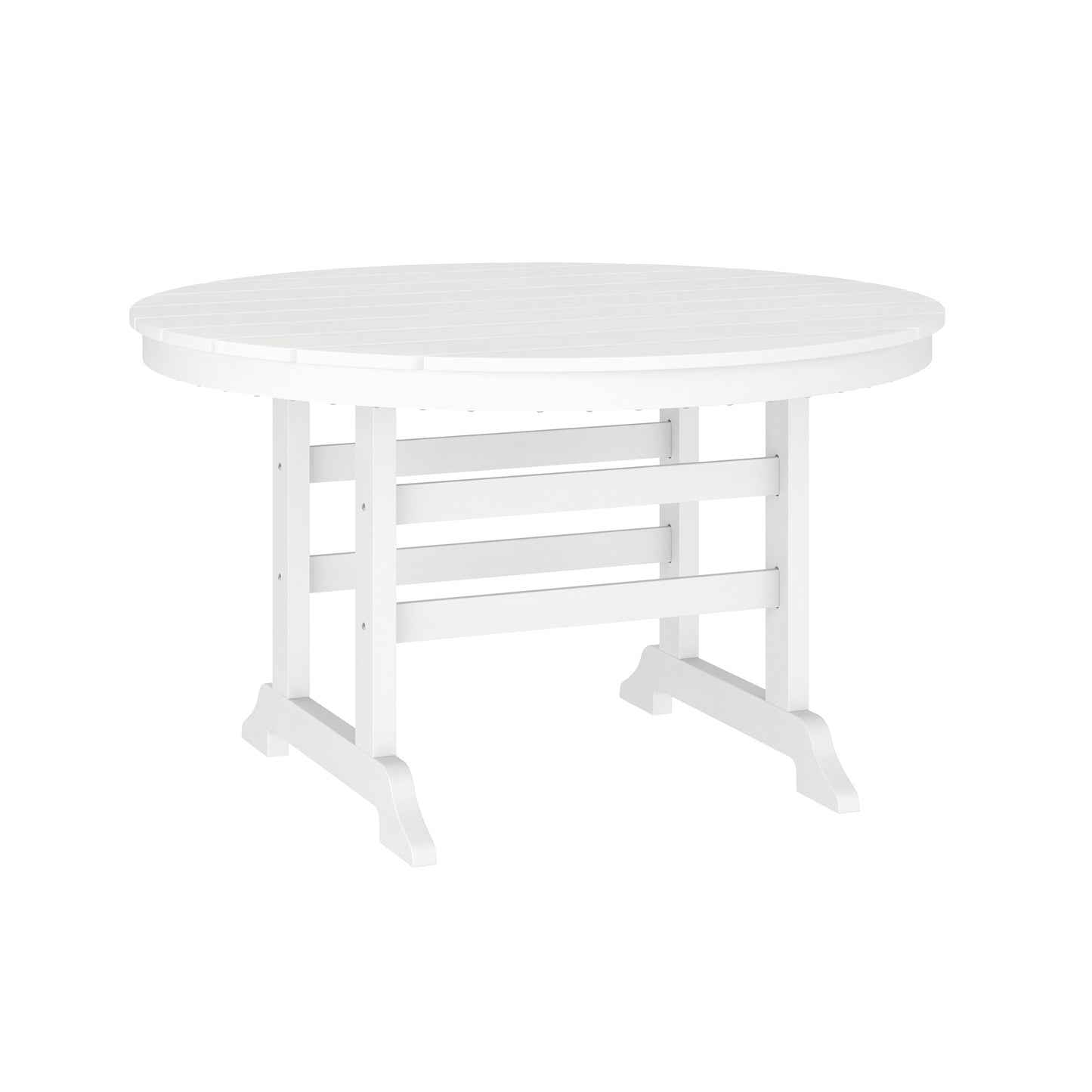 Colonel Commercial Grade Indoor/Outdoor 48" Round Recycled HDPE Adirondack Dining Table for 4 in White White