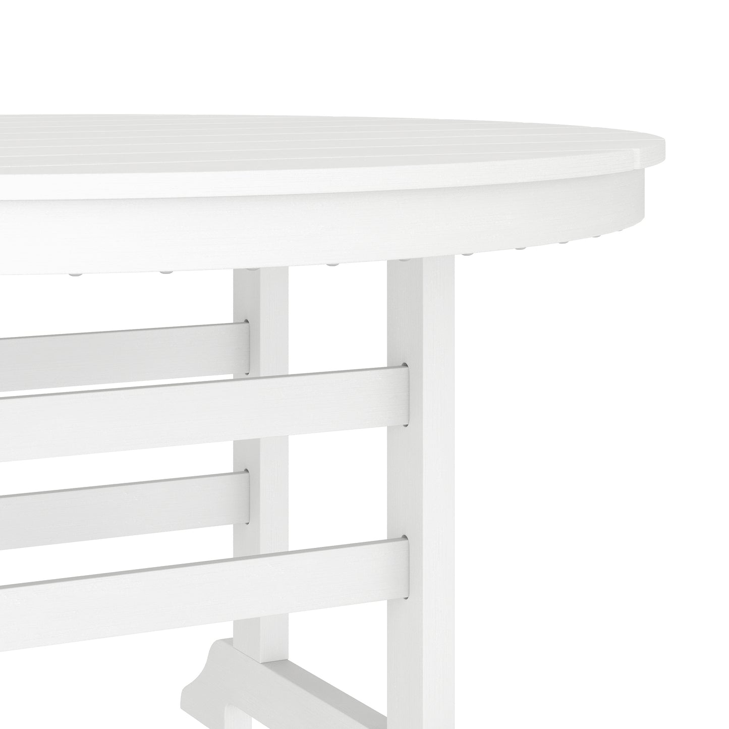 Colonel Commercial Grade Indoor/Outdoor 48" Round Recycled HDPE Adirondack Dining Table for 4 in White White