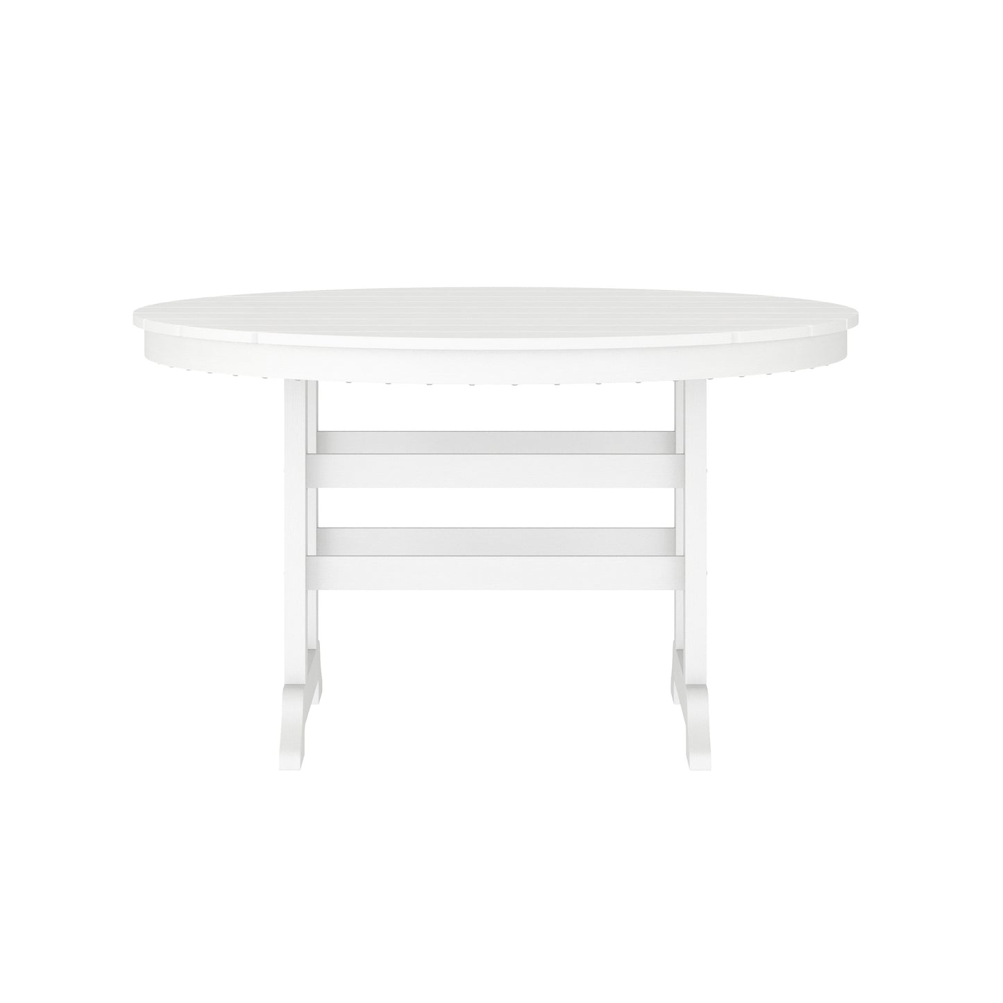 Colonel Commercial Grade Indoor/Outdoor 48" Round Recycled HDPE Adirondack Dining Table for 4 in White White
