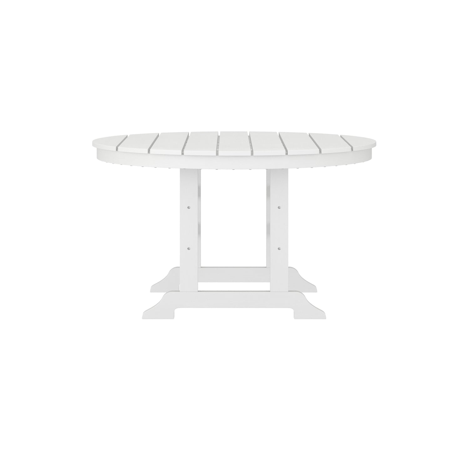 Colonel Commercial Grade Indoor/Outdoor 48" Round Recycled HDPE Adirondack Dining Table for 4 in White White