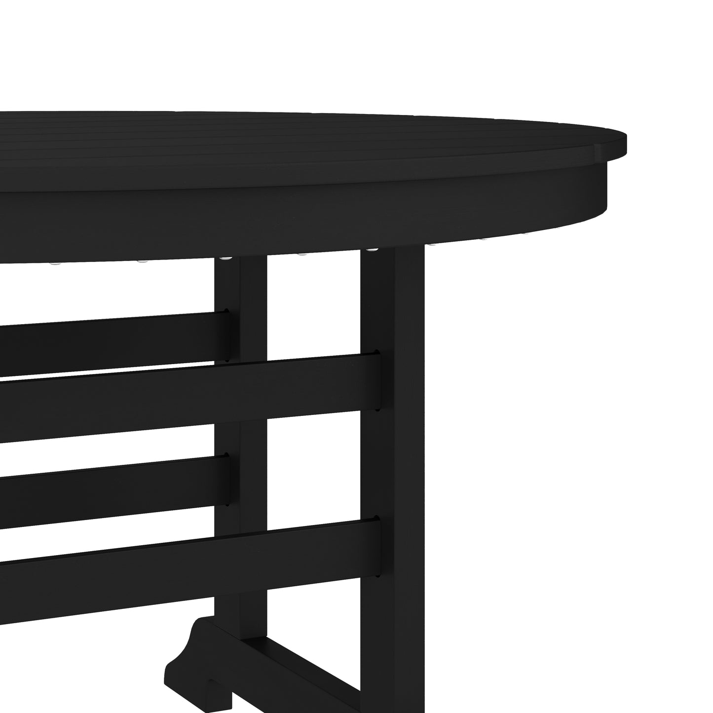Tolleson Commercial 5 Piece Adirondack Dining Set with 48" Round Indoor/Outdoor Recycled HDPE Table and 4 Chairs with Cupholders in Black Black