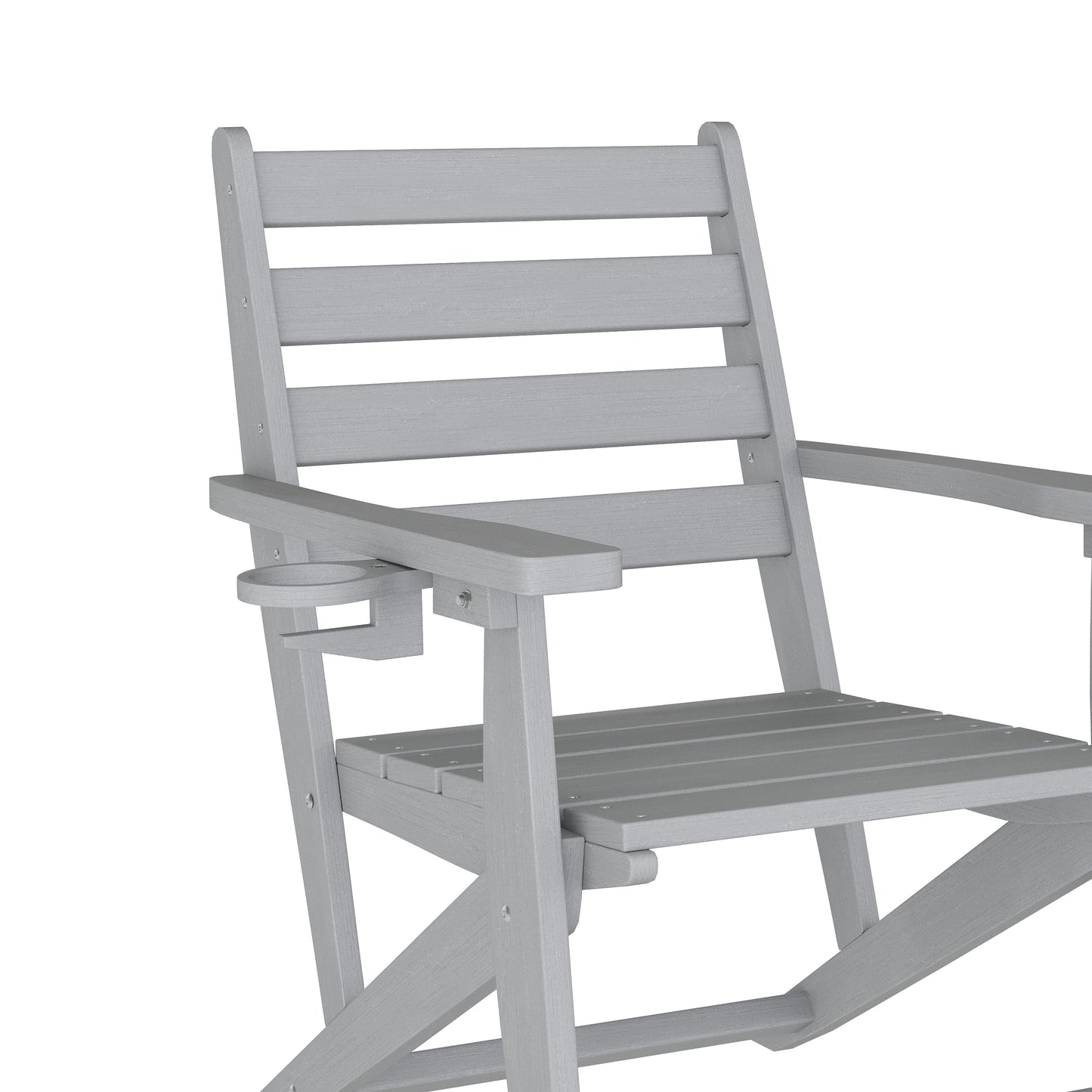 Tolleson Commercial 5 Piece Adirondack Dining Set with 48" Round Indoor/Outdoor Recycled HDPE Table and 4 Chairs with Cupholders in Gray Gray
