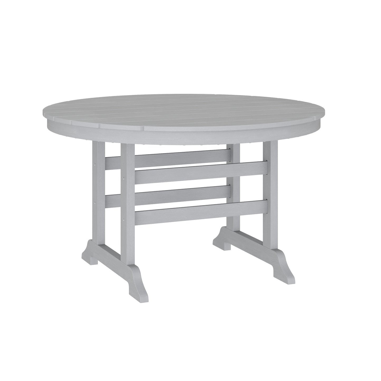 Tolleson Commercial 5 Piece Adirondack Dining Set with 48" Round Indoor/Outdoor Recycled HDPE Table and 4 Chairs with Cupholders in Gray Gray