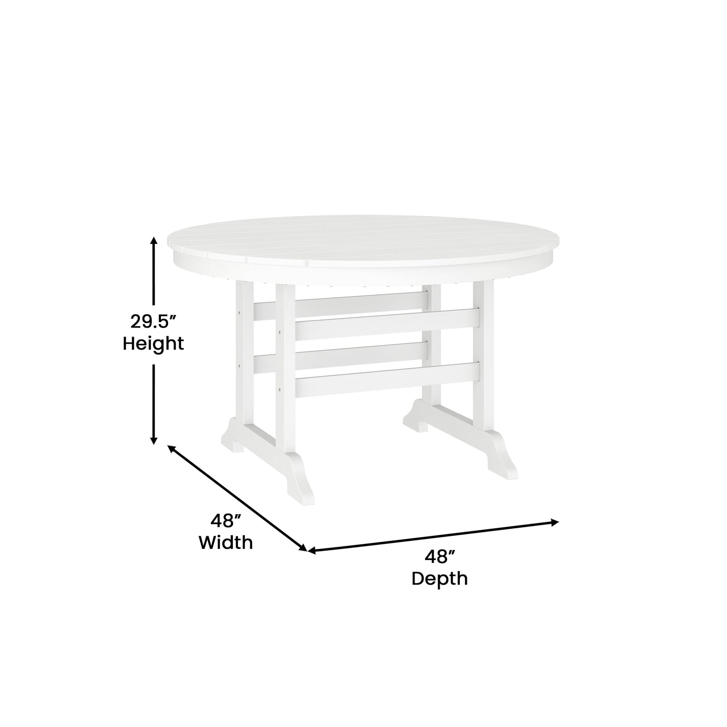 Tolleson Commercial 5 Piece Adirondack Dining Set with 48" Round Indoor/Outdoor Recycled HDPE Table and 4 Chairs with Cupholders in White White