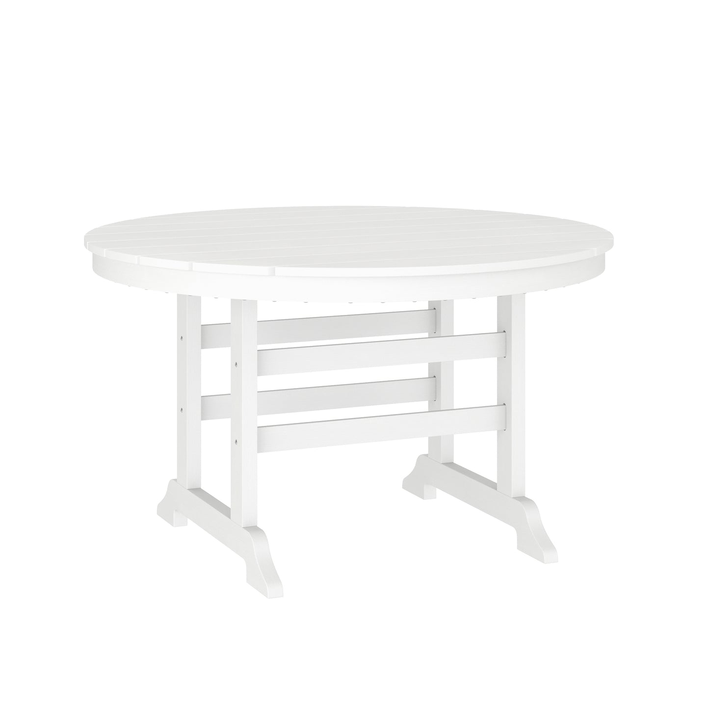 Tolleson Commercial 5 Piece Adirondack Dining Set with 48" Round Indoor/Outdoor Recycled HDPE Table and 4 Chairs with Cupholders in White White