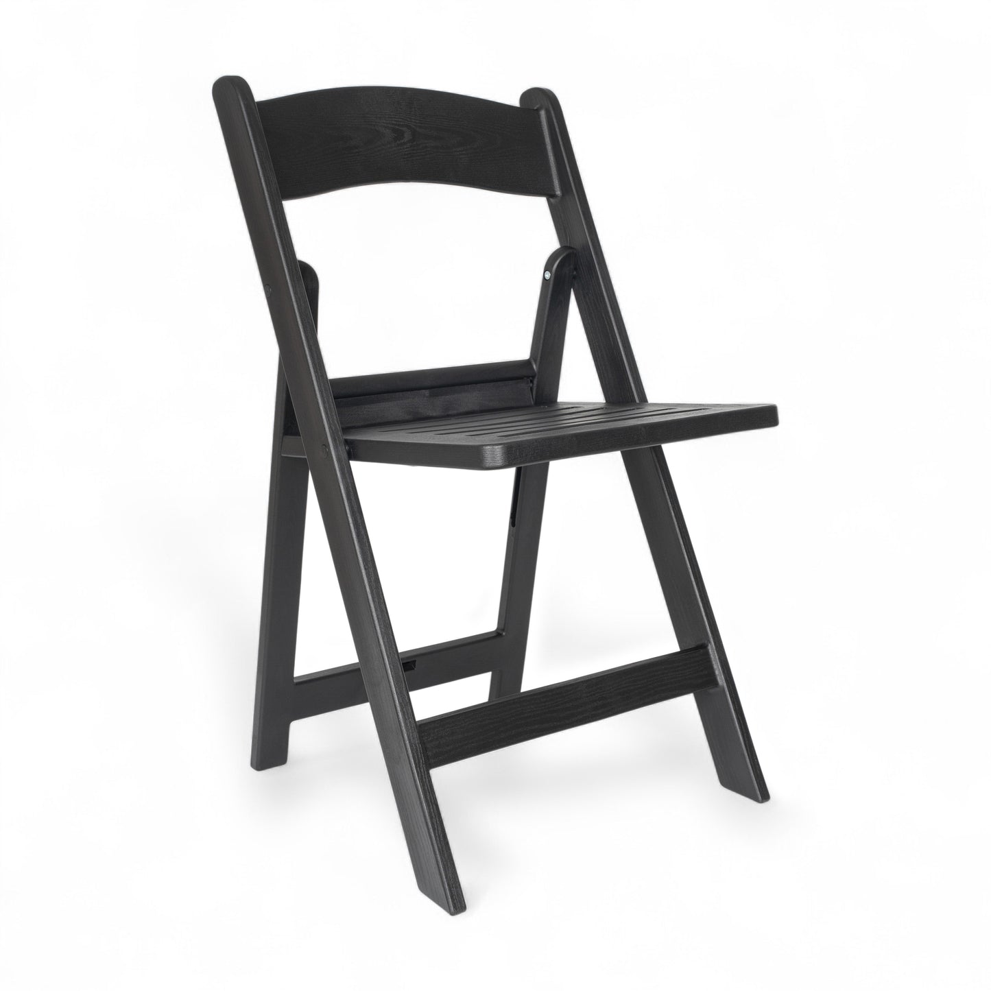 HERCULES Commercial Black Indoor/Outdoor Lightweight Wood Look Resin Folding Event Chair with Slatted Seat Black