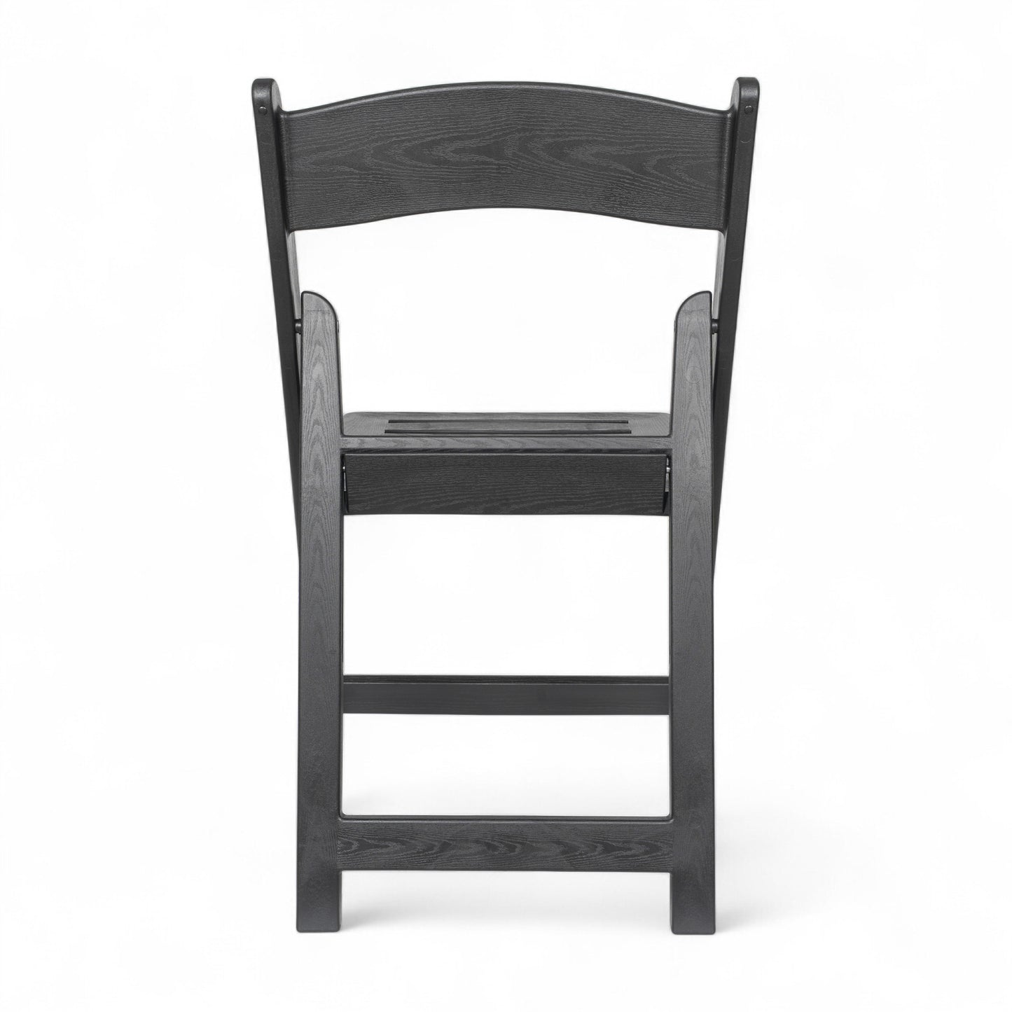HERCULES Commercial Black Indoor/Outdoor Lightweight Wood Look Resin Folding Event Chair with Slatted Seat Black