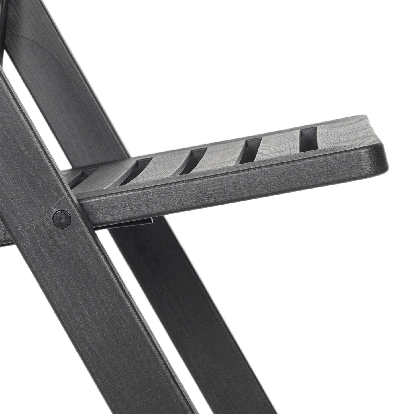 HERCULES Commercial Black Indoor/Outdoor Lightweight Wood Look Resin Folding Event Chair with Slatted Seat Black