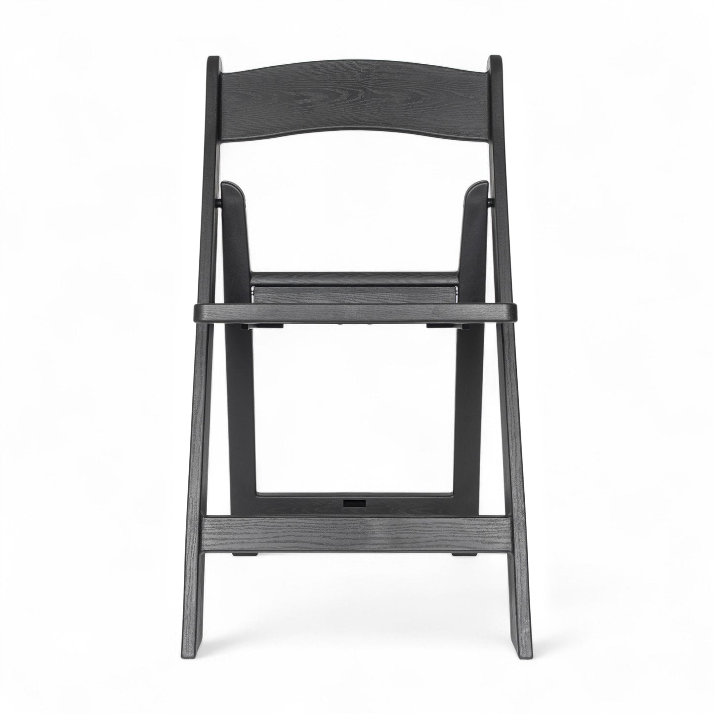 HERCULES Commercial Black Indoor/Outdoor Lightweight Wood Look Resin Folding Event Chair with Slatted Seat Black