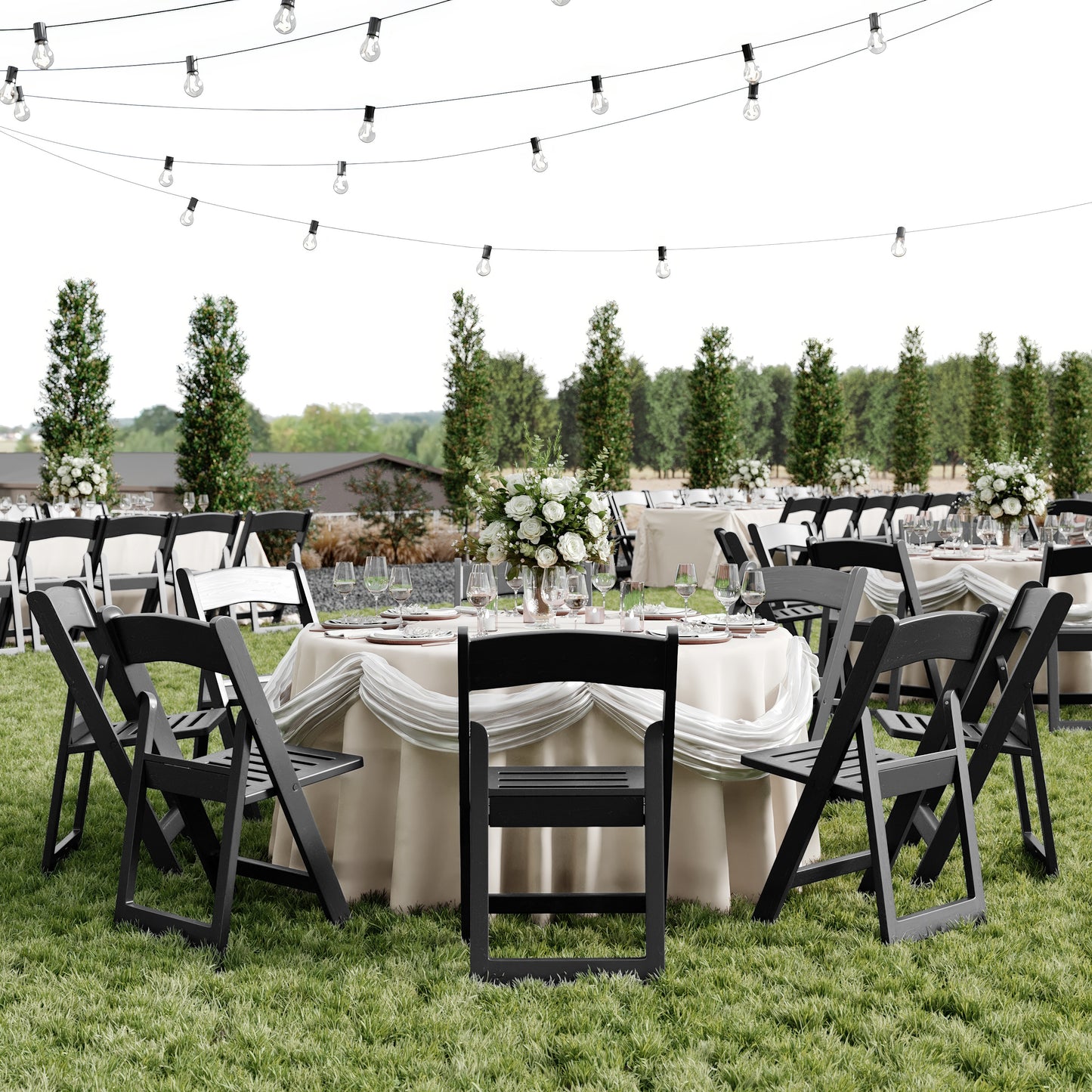 HERCULES Commercial Black Indoor/Outdoor Lightweight Wood Look Resin Folding Event Chair with Slatted Seat Black