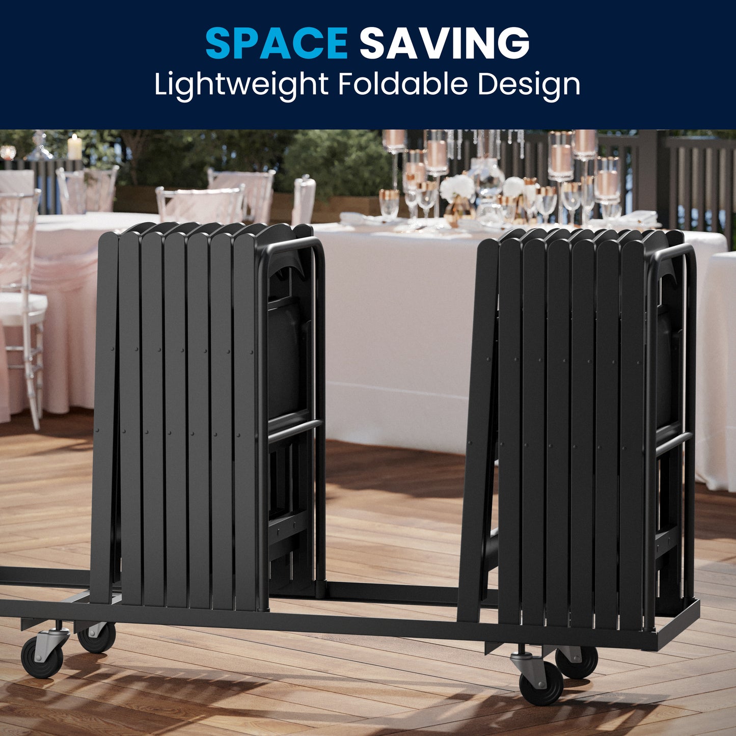 Hercules Folding Chair - Black Resin - 2 Pack 800LB Weight Capacity Comfortable Event Chair - Light Weight Folding Chair Black