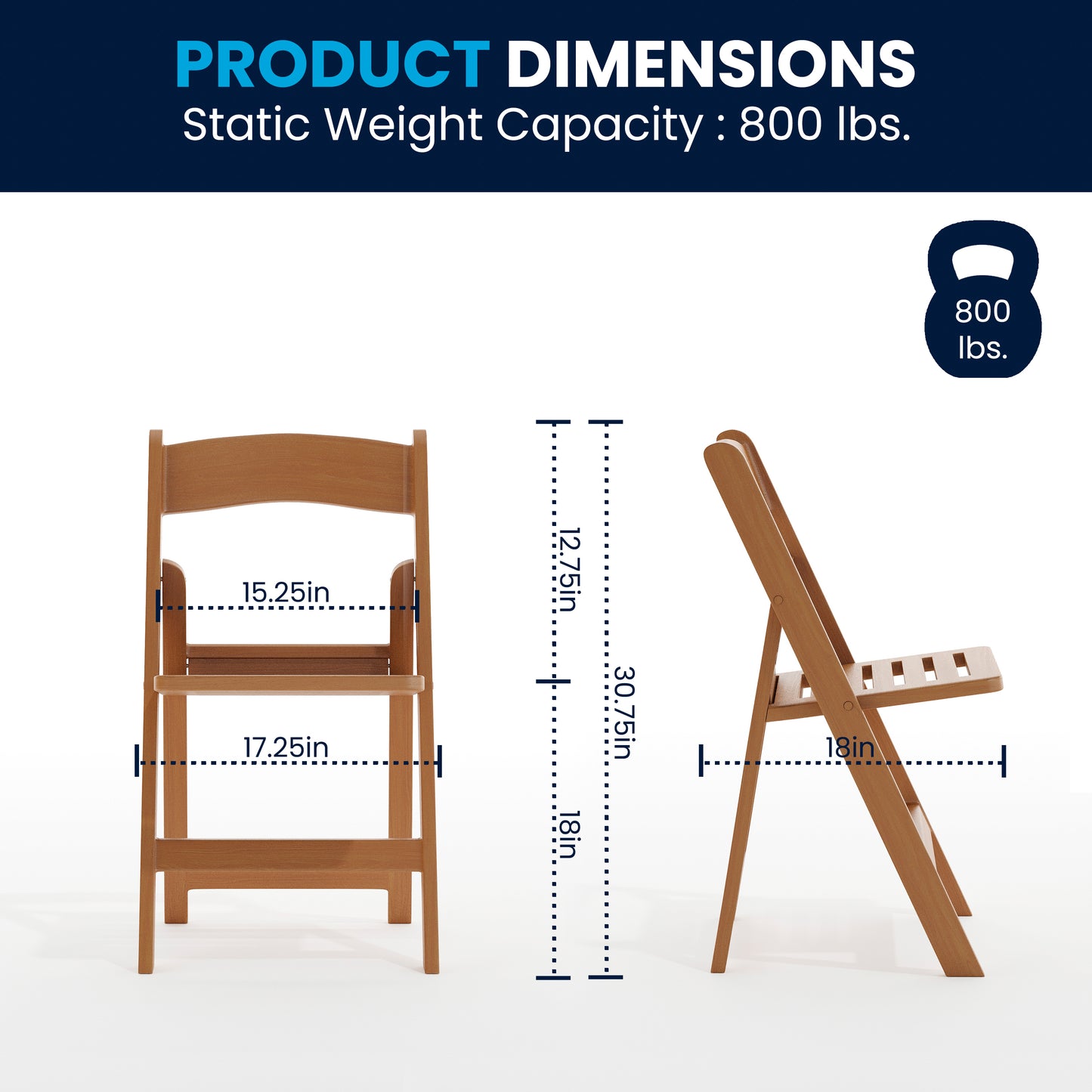 HERCULES Commercial Chestnut Indoor/Outdoor Lightweight Wood Look Resin Folding Event Chair with Slatted Seat Chestnut