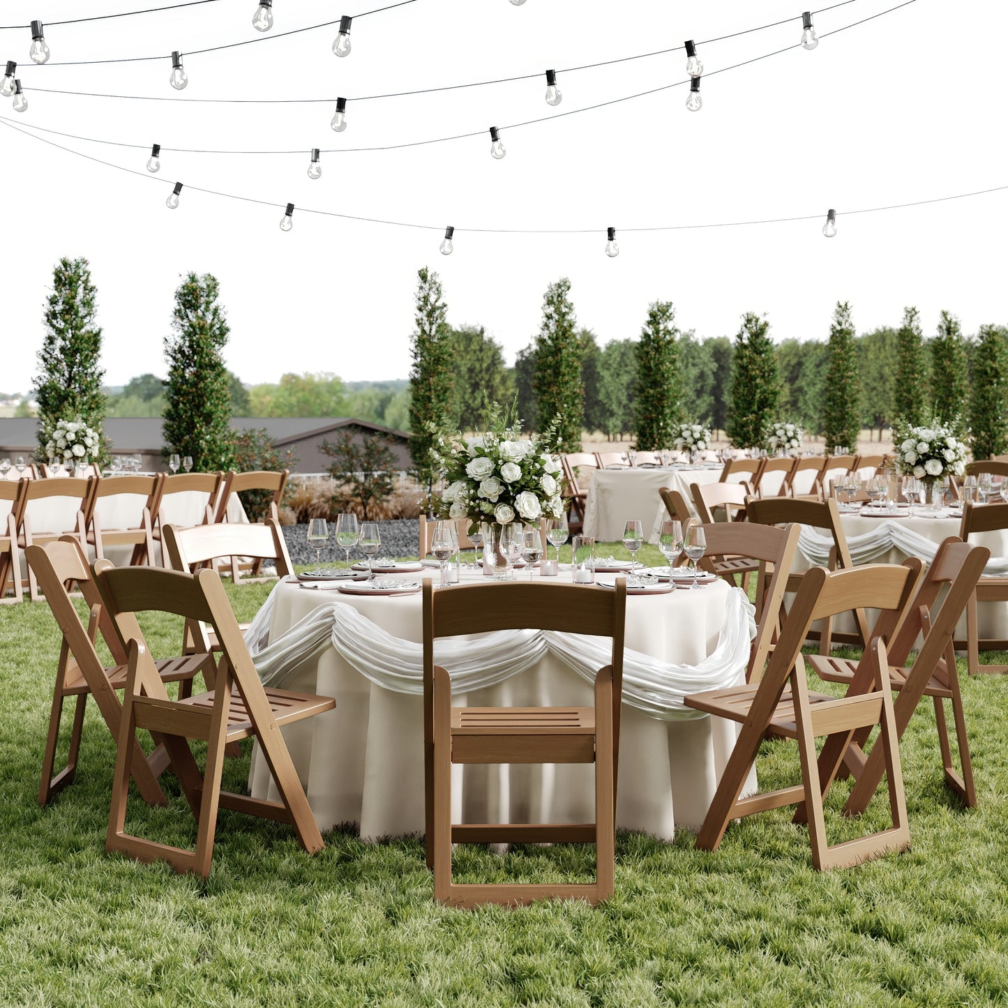 HERCULES Commercial Chestnut Indoor/Outdoor Lightweight Wood Look Resin Folding Event Chair with Slatted Seat Chestnut