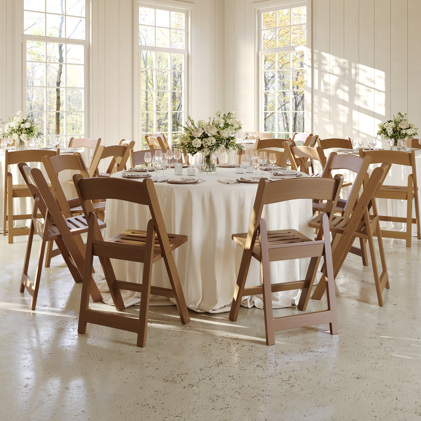 HERCULES Commercial Chestnut Indoor/Outdoor Lightweight Wood Look Resin Folding Event Chair with Slatted Seat Chestnut