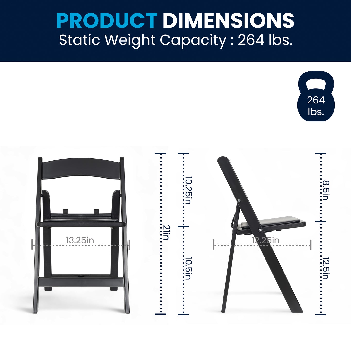 HERCULES Kids Black Resin Folding Chair with Black Vinyl Padded Seat Black