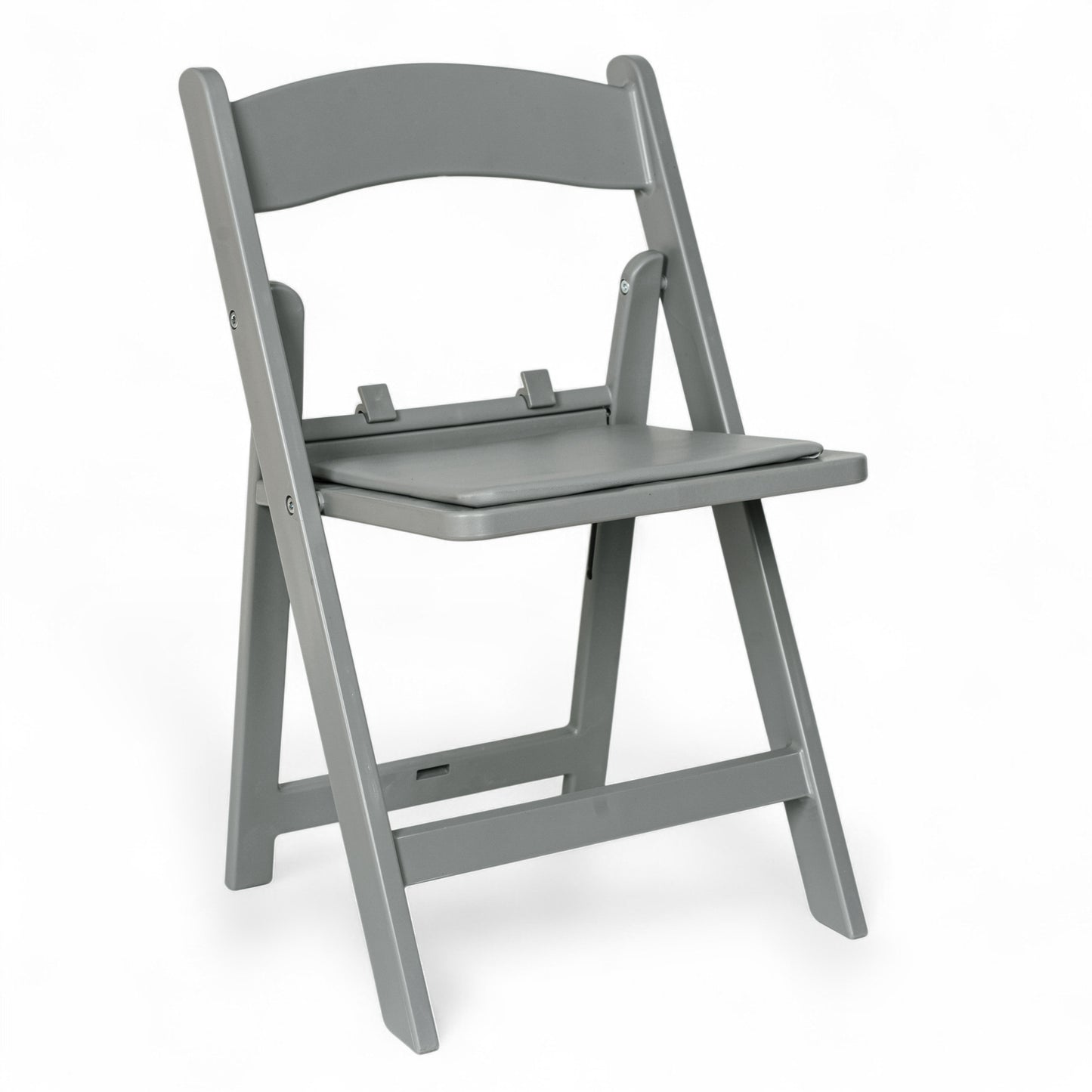 HERCULES Kids Gray Resin Folding Chair with White Gray Padded Seat Gray