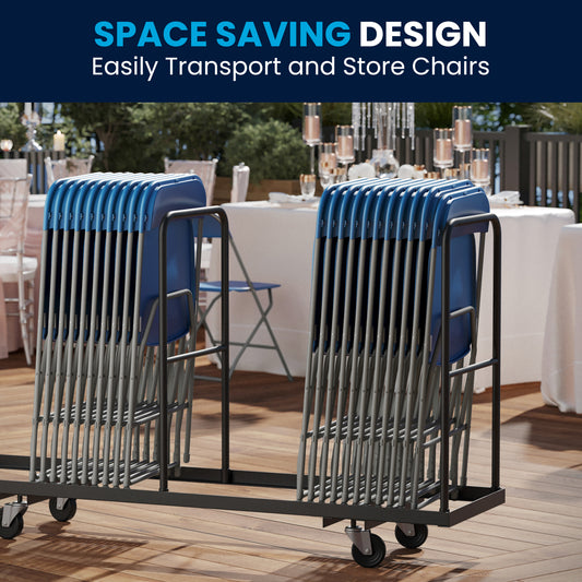 Hercules Series Plastic Folding Chair Blue - 2 Pack 650LB Weight Capacity Comfortable Event Chair-Lightweight Folding Chair Blue