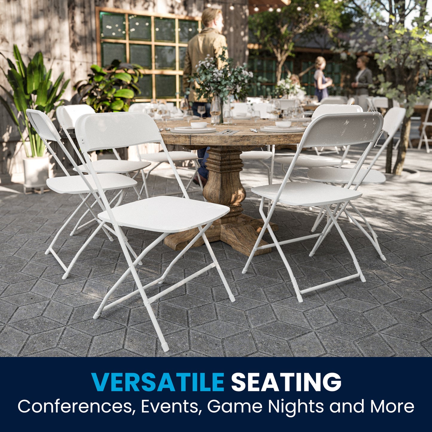 Hercules Big and Tall Commercial Folding Chair - Extra Wide 650LB. Capacity - Durable Plastic - White, 4-Pack White