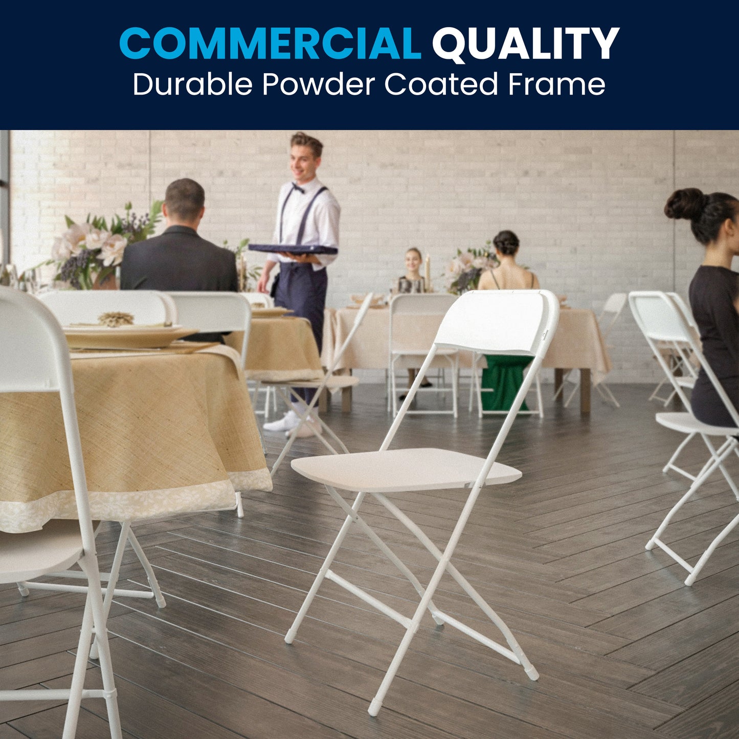 Hercules Series Plastic Folding Chair White - 2 Pack 650LB Weight Capacity Comfortable Event Chair-Lightweight Folding Chair White