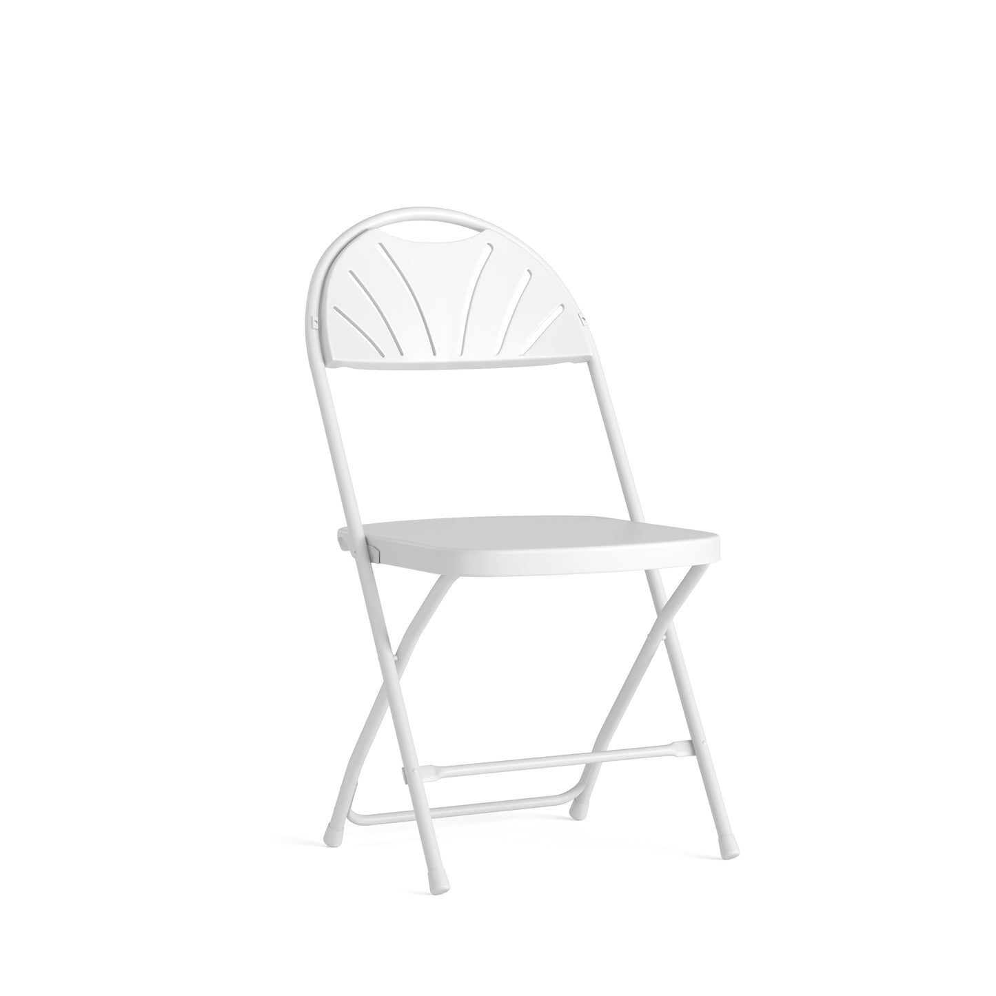 HERCULES Series 650 lb. Capacity White Plastic Fan Back Folding Chair White