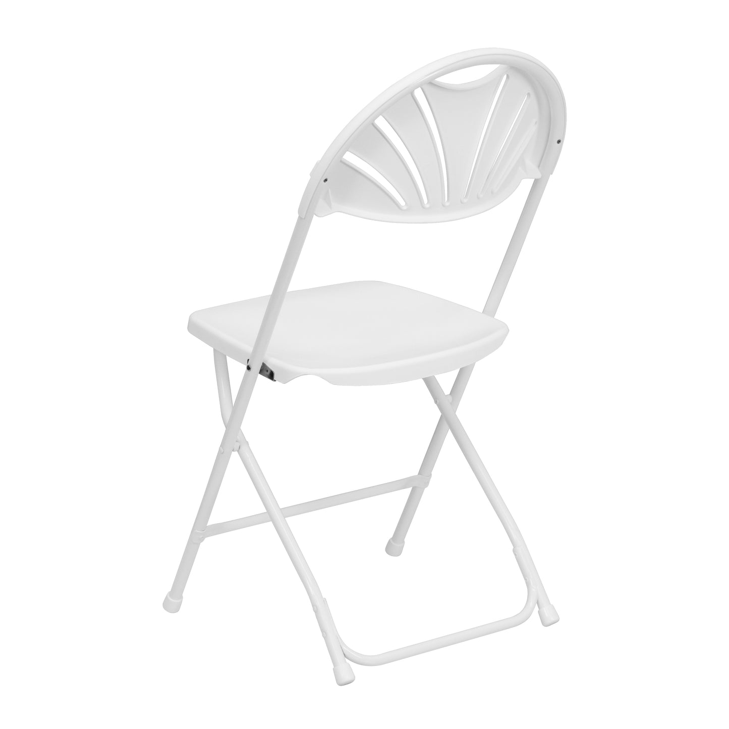 HERCULES Series 650 lb. Capacity White Plastic Fan Back Folding Chair White