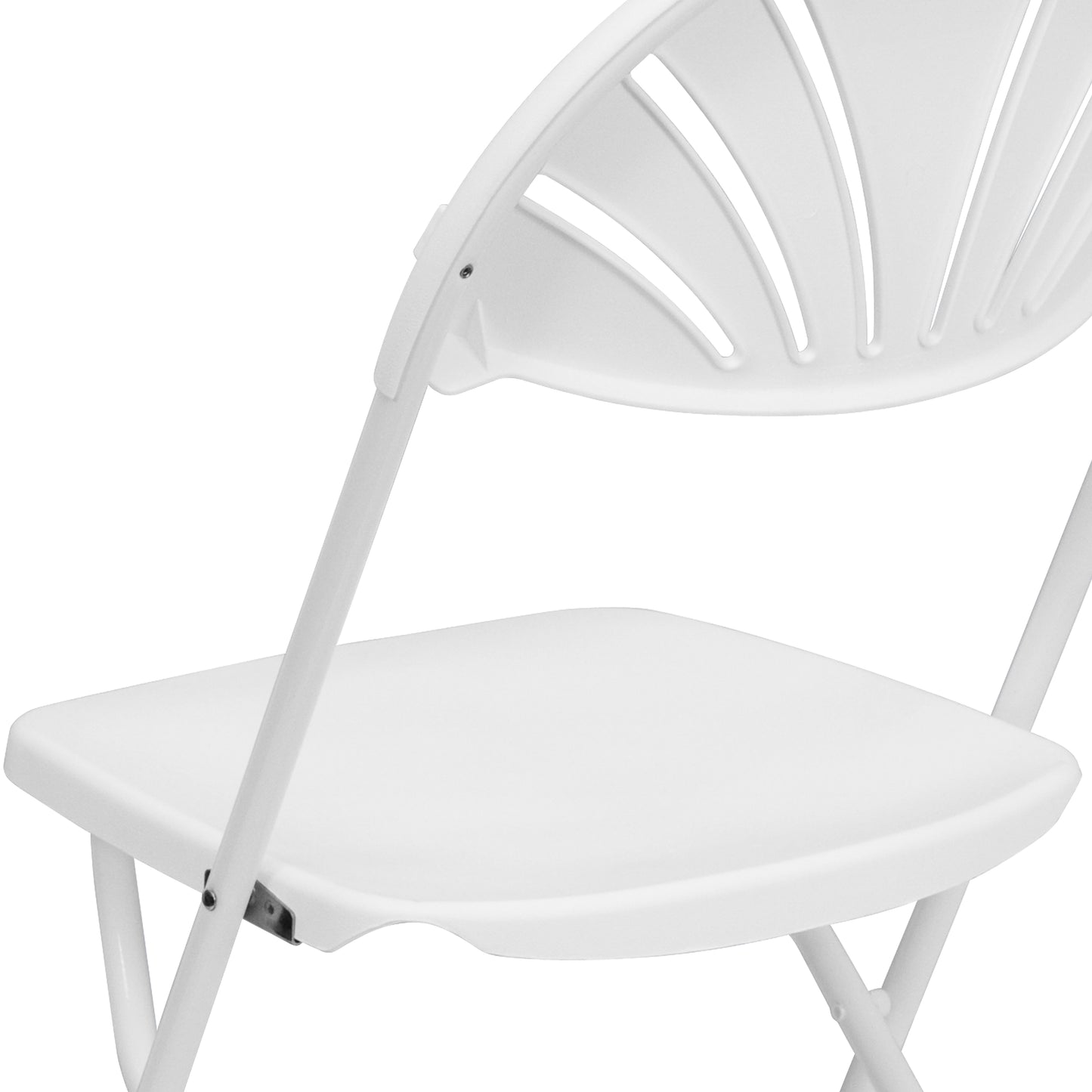 HERCULES Series 650 lb. Capacity White Plastic Fan Back Folding Chair White